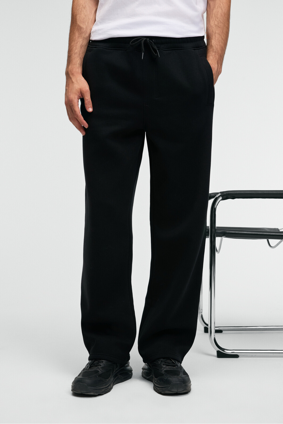 GRIMELANGE  BENSON Erkek Kordonlu Lastikli Bel Relaxed Fit Siyah Eşofman Altı - Görsel 4