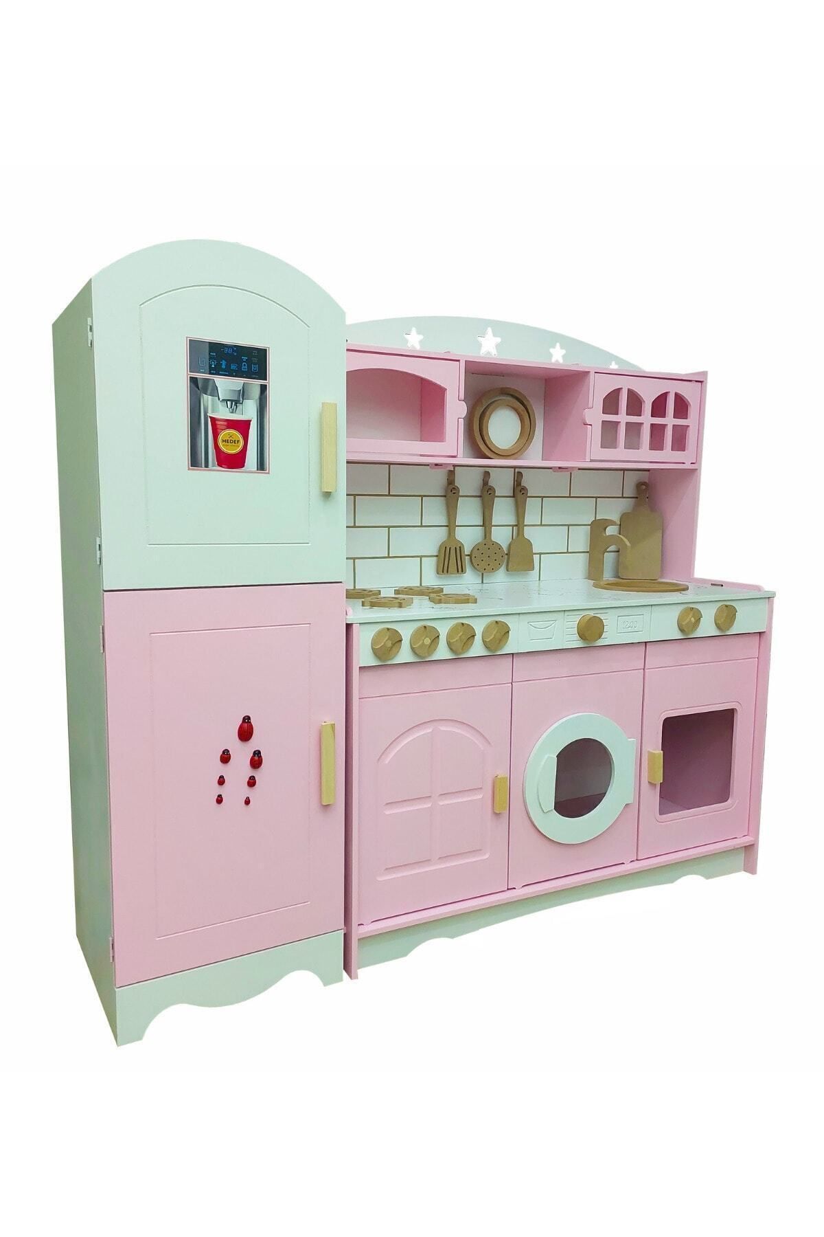 Hedef Ahşap Buzdolaplı Oyuncak Mutfak (PEMBE) fotoğrafı 3 (önizleme)