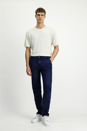 Kiğılı Mikro Likralı Örme Denim Look Chino Pantolon