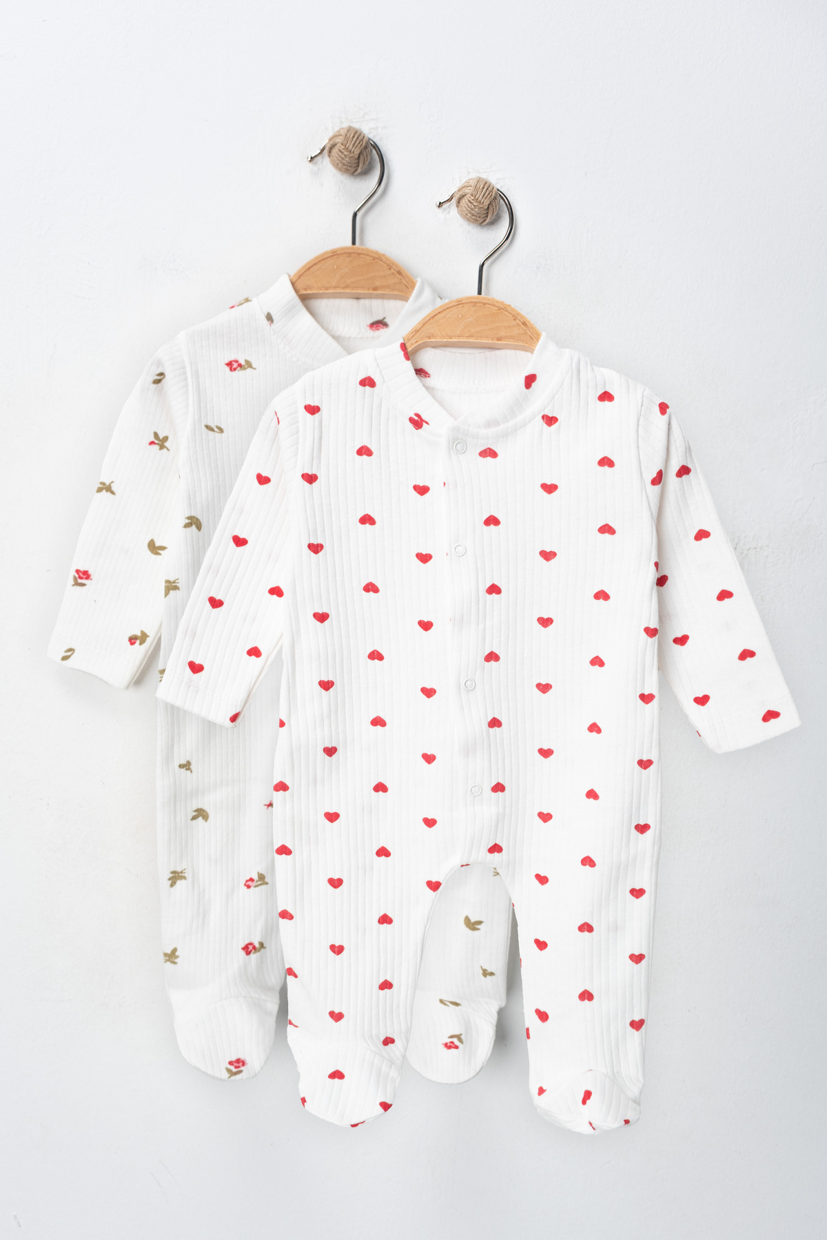 ENİA BABY Organik Kız Bebek Çiçek desenli 2li Tulum Takımı Yenidoğan kıyafet 1-3-6 ay 2'li Pamuklu 2 Parça Çi fotoğrafı 3 (önizleme)