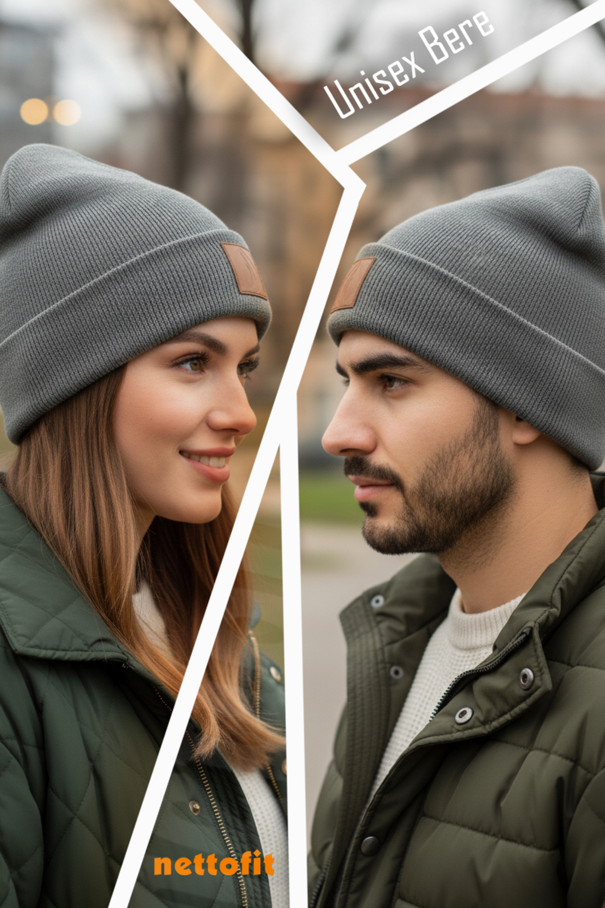 nettofit Unisex Kışlık Deri Etiket Detaylı Antrasit Yün Bere görsel 4