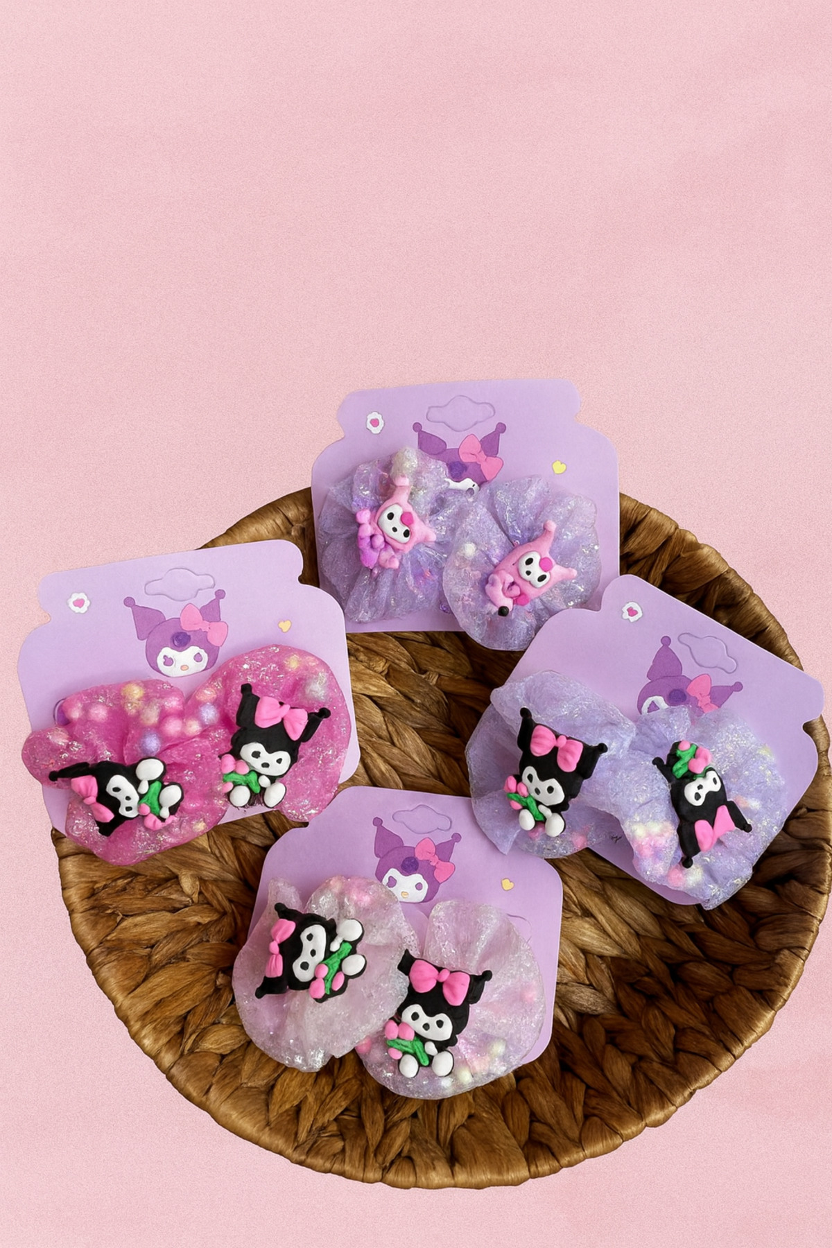 ŞEHRAZAT HANDMADE TASARIM 2 Lİ KUROMİ SİMLİ TÜL DETAYLI LASTİKLİ