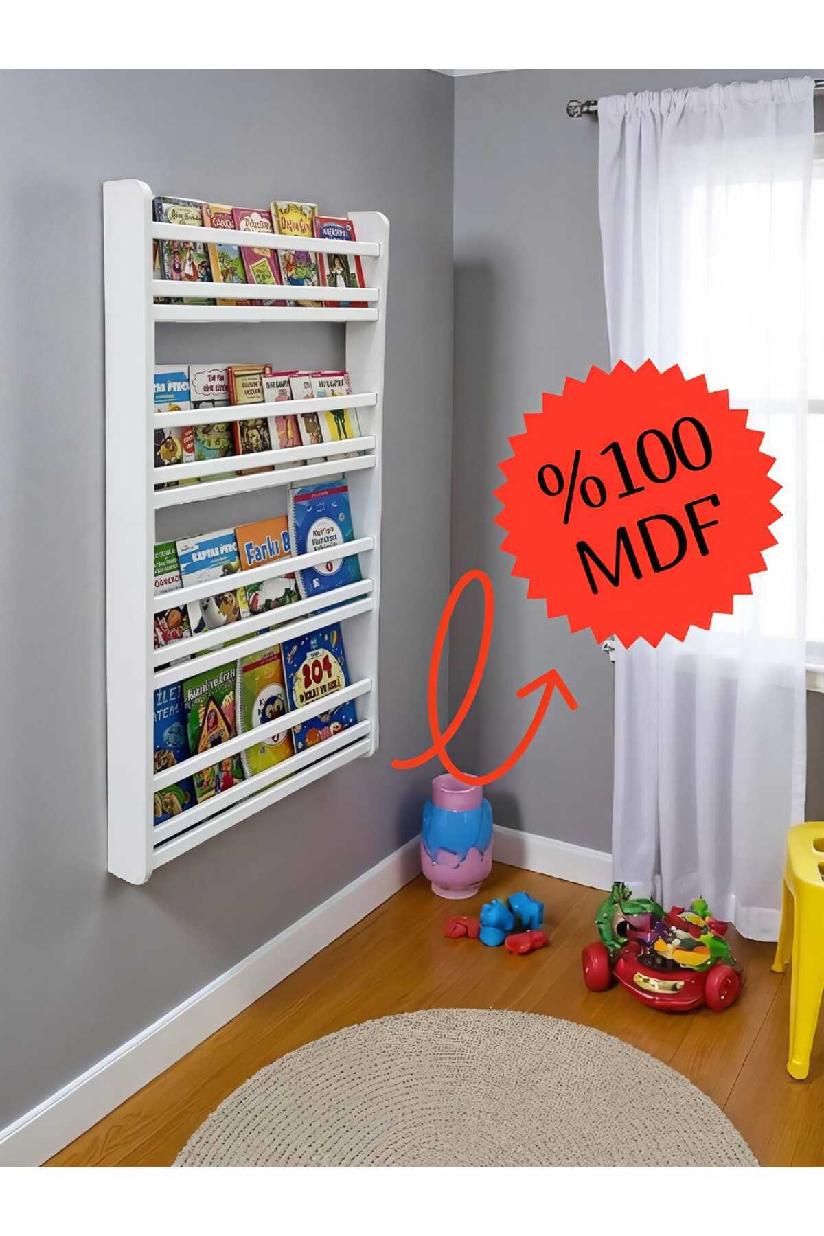 Emdief Home Safir 4 Raflı Kitaplık - Misafir Çocuk Odası Kitap Rafları 4 Raflı Idea Çocuk Odası Kitap Rafı