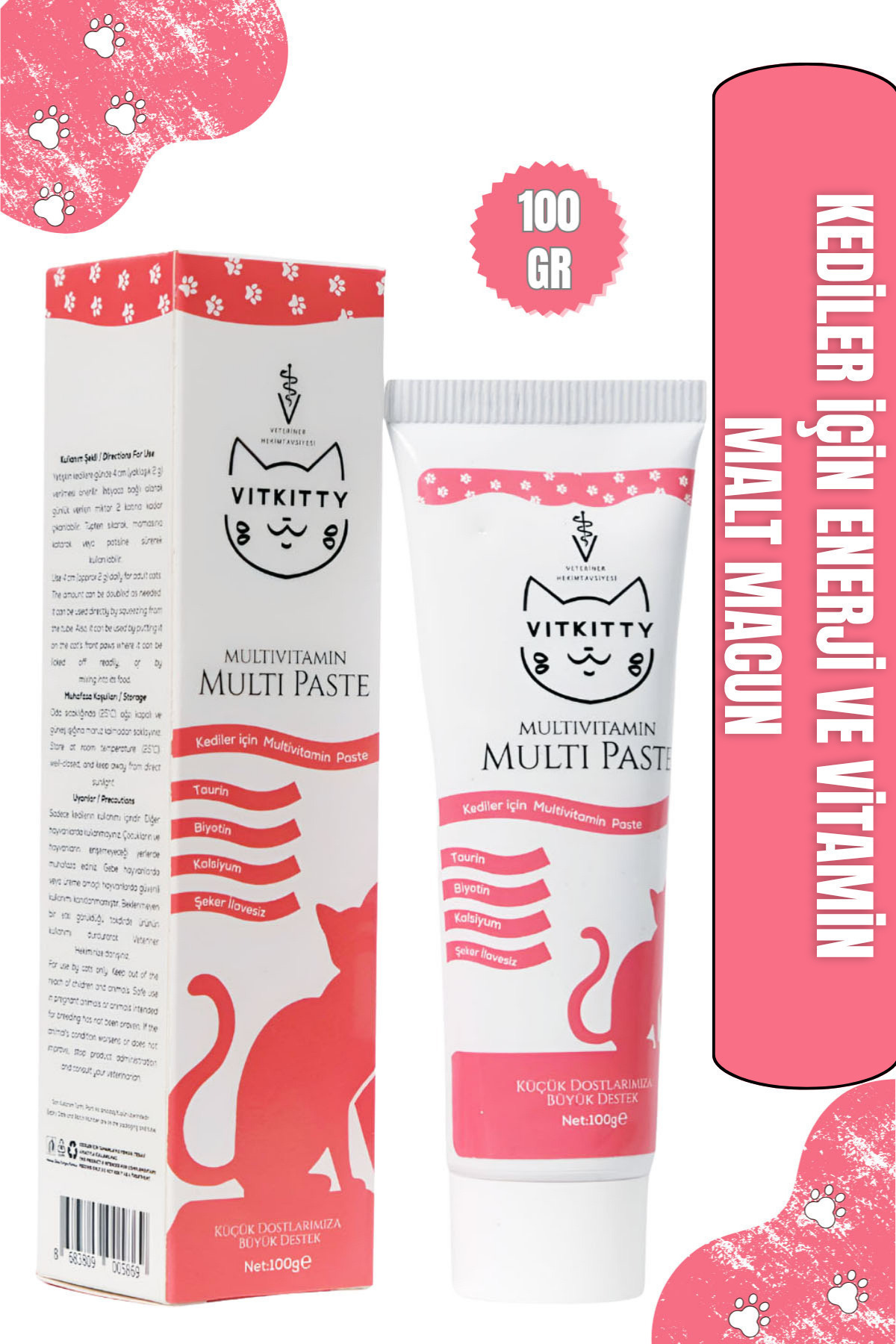 VitKitty Kediler Için Multivitamin Kedi Maltı Kedi Vitamini (100 Gr )