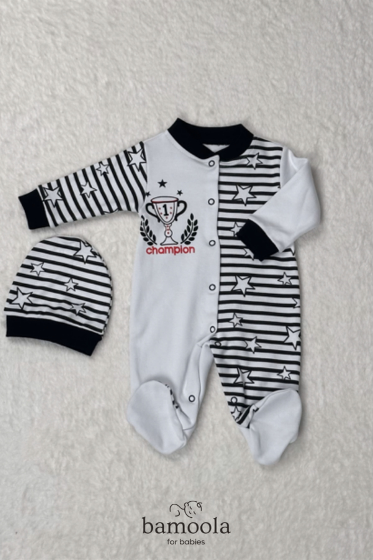 Bamoola Yenidoğan Bebek Besiktas Taraftar Tulum - Kartal fotoğrafı 3 (önizleme)