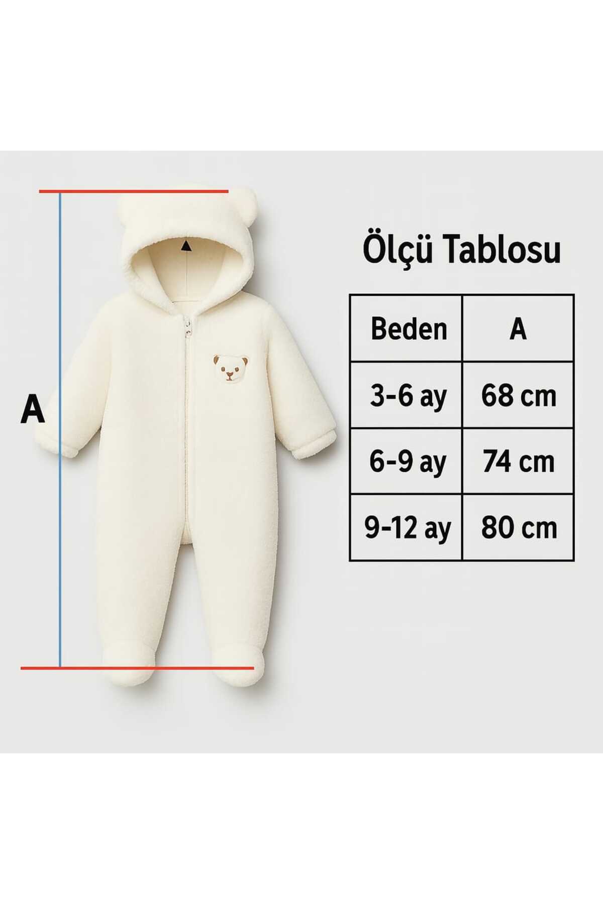 GAMZEAKKUŞ Şapkası Astarlı, Patikli Peluş Bebek Tulum fotoğrafı 4 (önizleme)