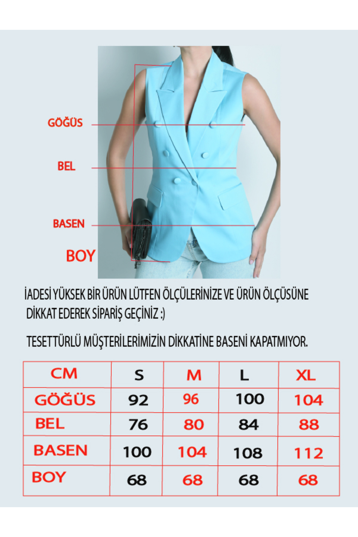 Kadın Beyaz Düğme Detaylı Blazer Yelek