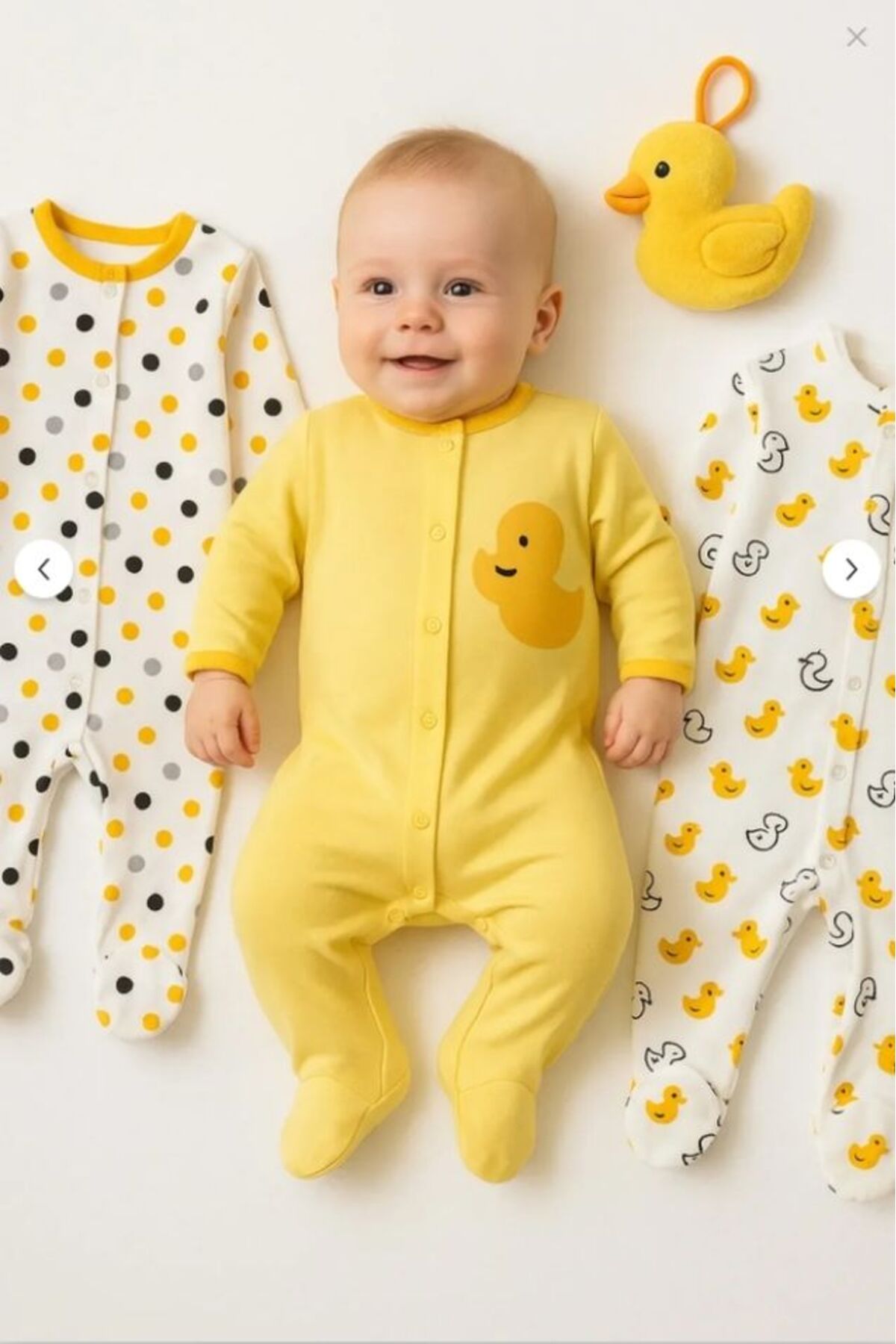 Bamoola %100 Pamuklu Civciv Desenli 3'lü Patikli Tulum (KIZ - ERKEK - YENİDOĞAN) fotoğrafı 4 (önizleme)