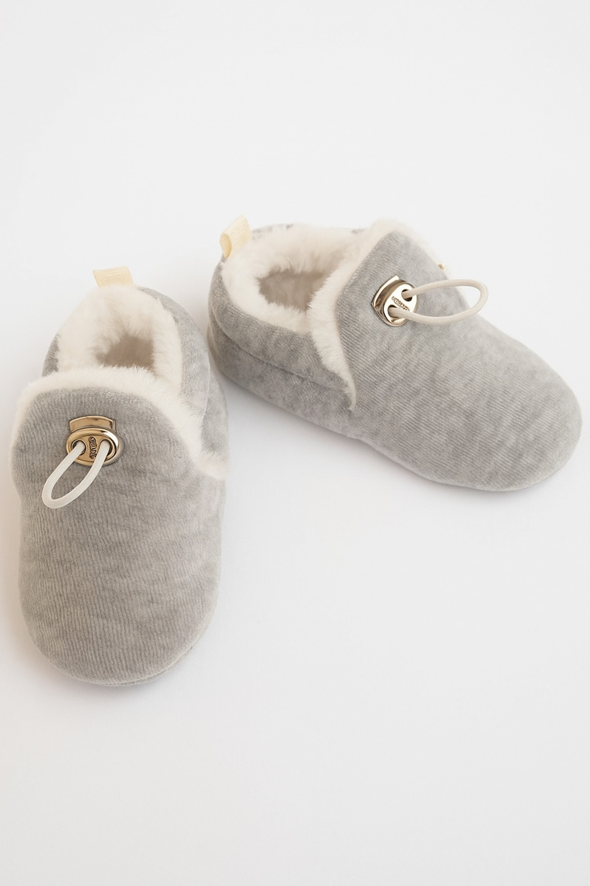 Tiny Feet Peluş Astarlı Soft Kadife Ayarlanabilir Lastikli Kaydırmaz Taban Bebek Pandufu, Ev Patiği fotoğrafı 3 (önizleme)