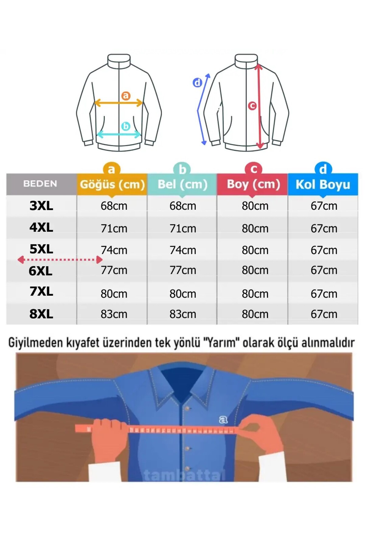 tambattal Büyük Beden Pamuklu Mevsimlik Mont Ribanalı (Extra Geniş Kalıp) görsel 3