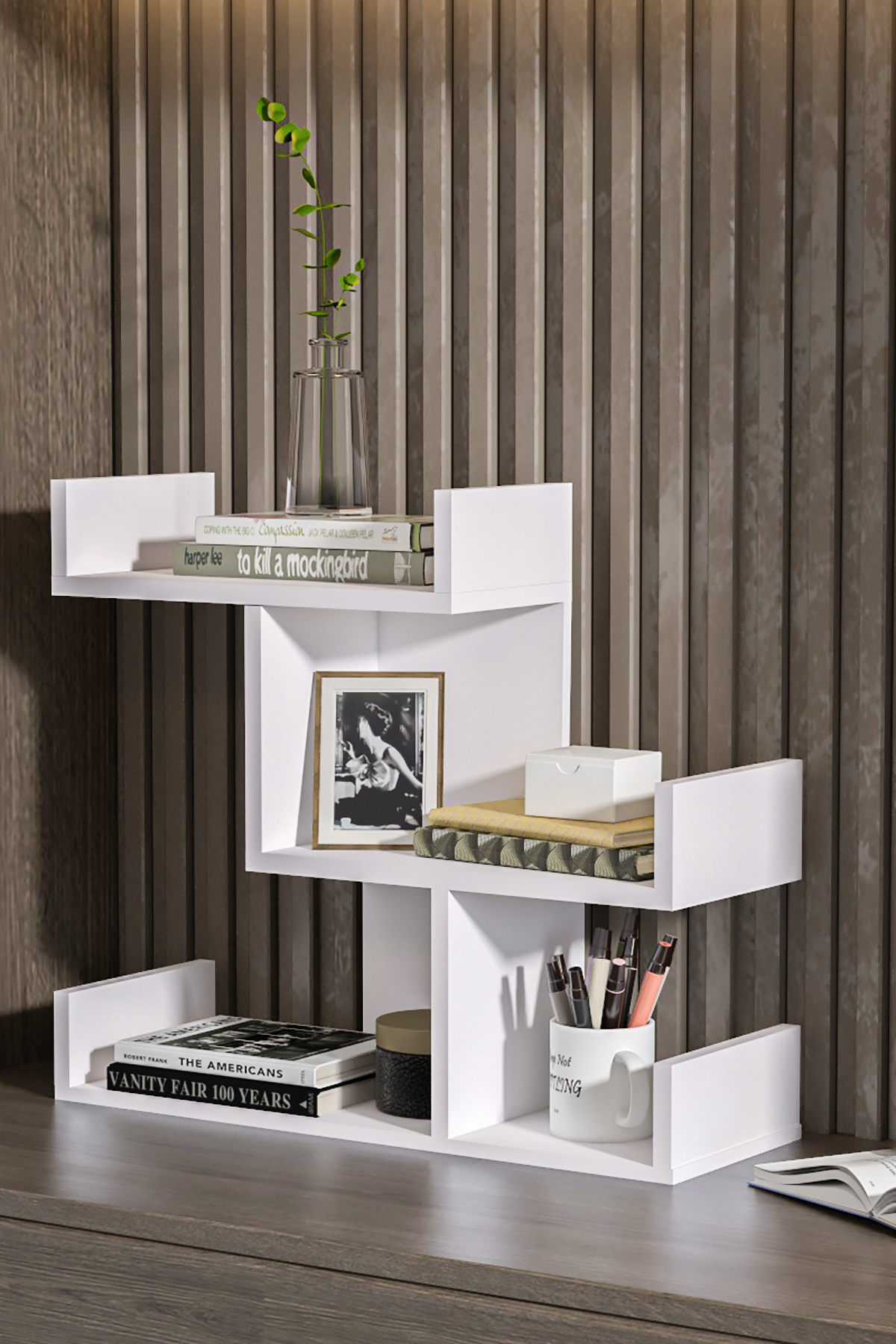 BlackSea Masaüstü Kitaplık,Dekoratif Kitaplık,Ergonomik Raflı Kitaplık