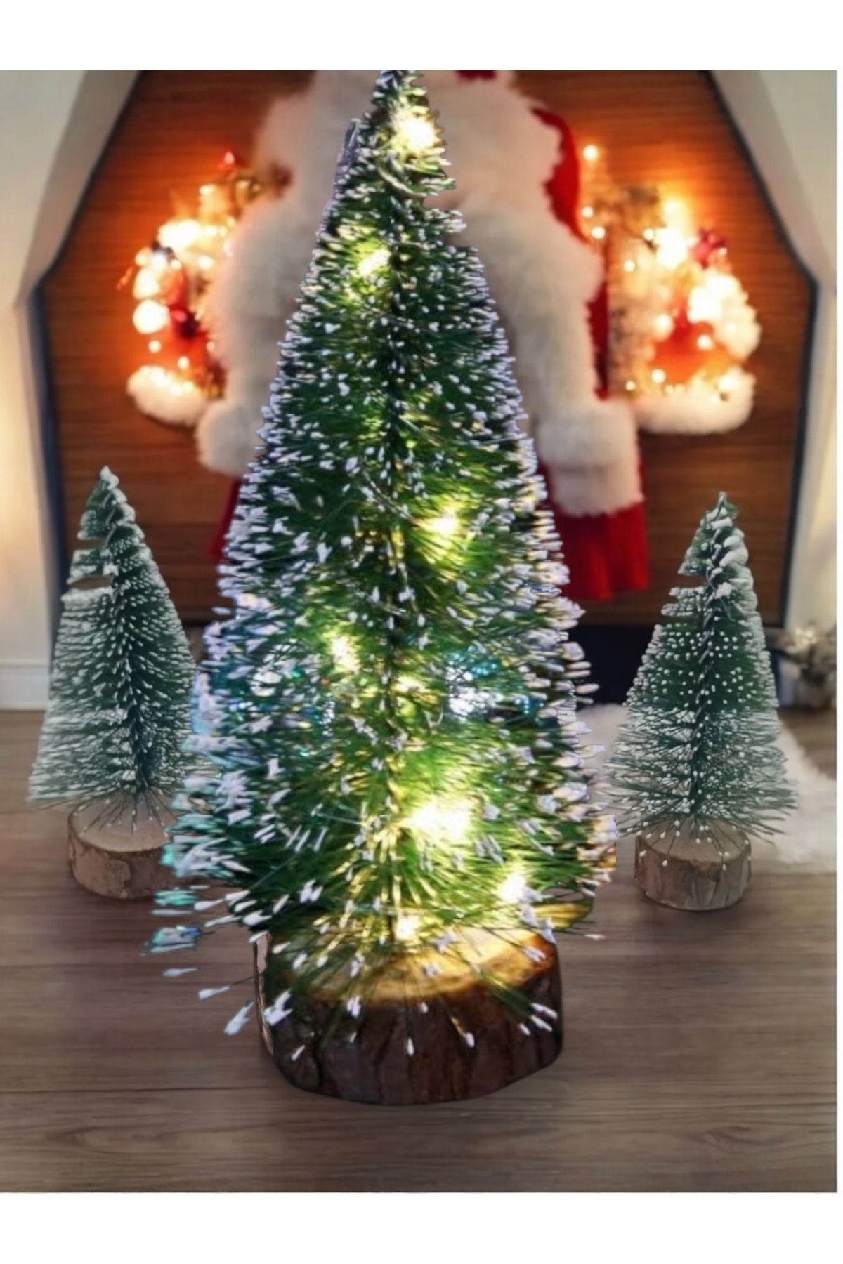 Yenigeldi 3'lü ( 1 Kendinden Gün Işığı 15 Cm ,2 Adet Işıksız 10 Cm )mini Çam, Yılbaşı Ağacı