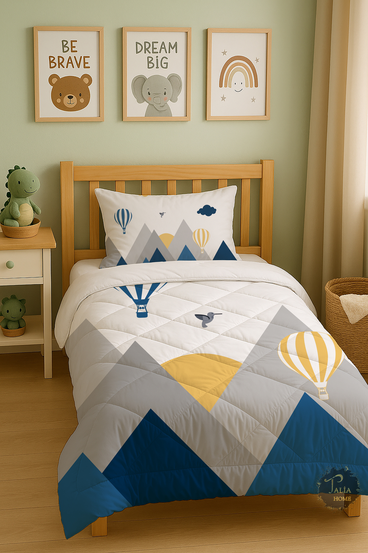 Talia Home Mavi Kuş Vadisi Dağ Desenli Tek Kişilik Çocuk Yorganı Uyku Seti fotoğrafı 3 (önizleme)