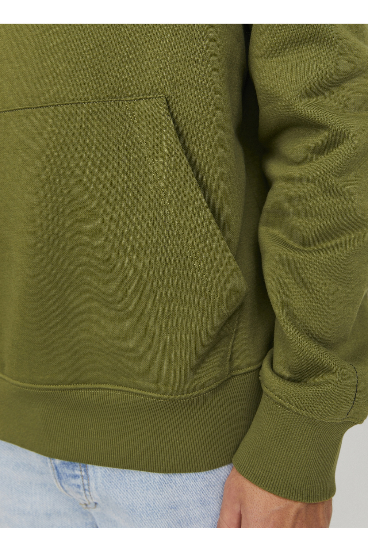 جک اند جونز سویشرت مردانه سبز کلاهدار 12242225_JCOWAFFLE BACKPRINT SWEAT