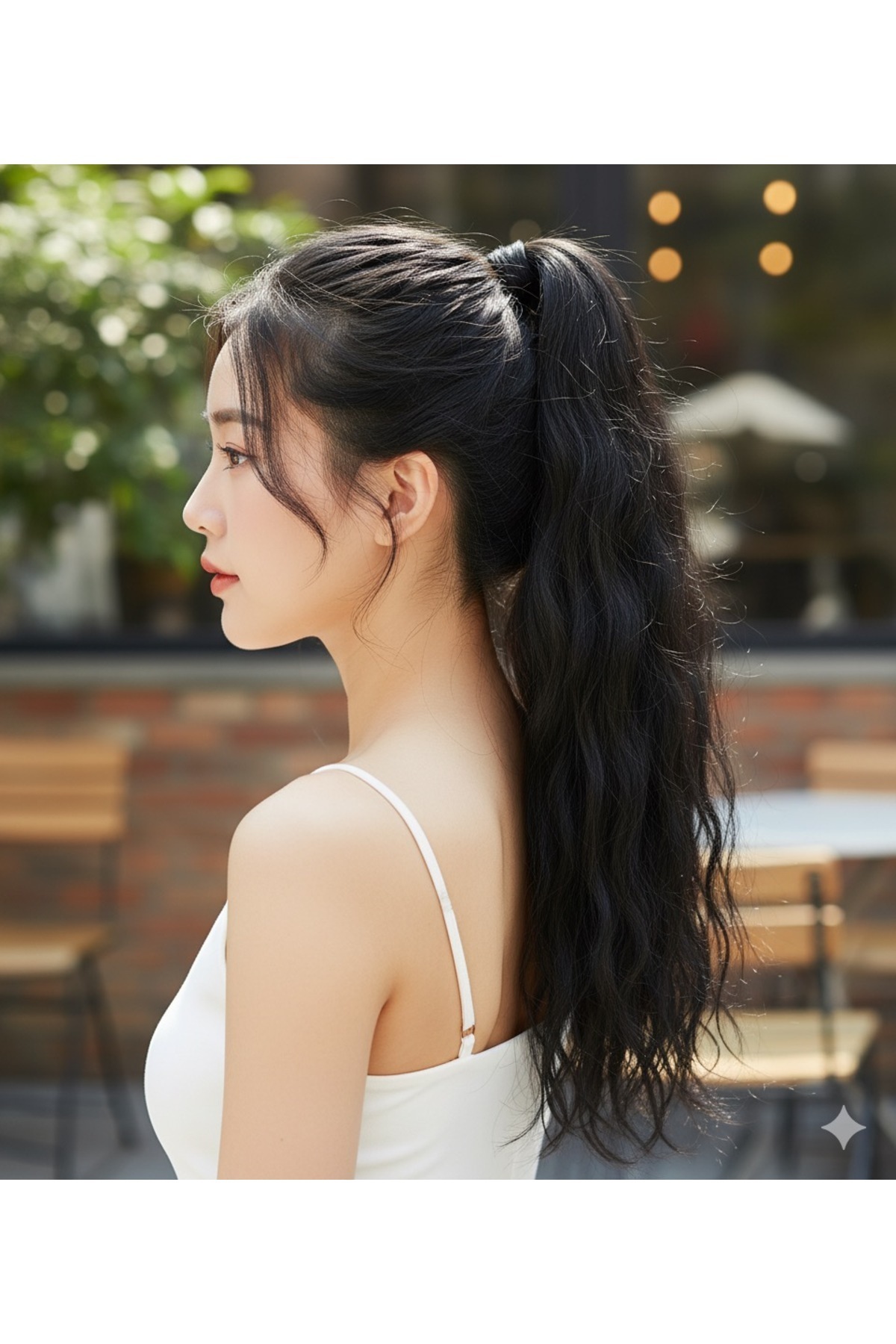 Mina Peruk Lastik Tokalı At Kuyruğu Su Dalgalı - Siyah