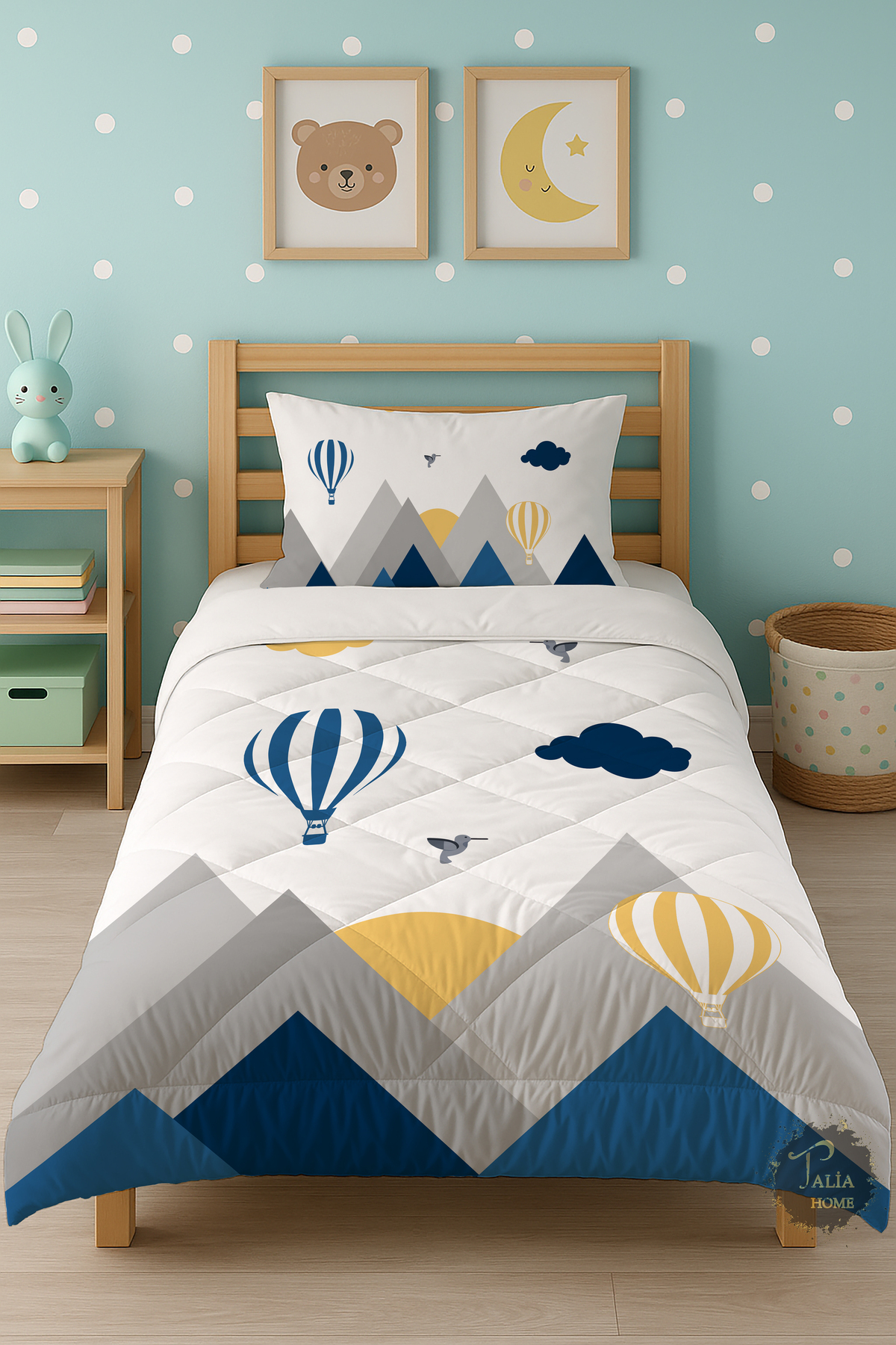 Talia Home Mavi Kuş Vadisi Dağ Desenli Tek Kişilik Çocuk Yorganı Uyku Seti fotoğrafı 5 (önizleme)