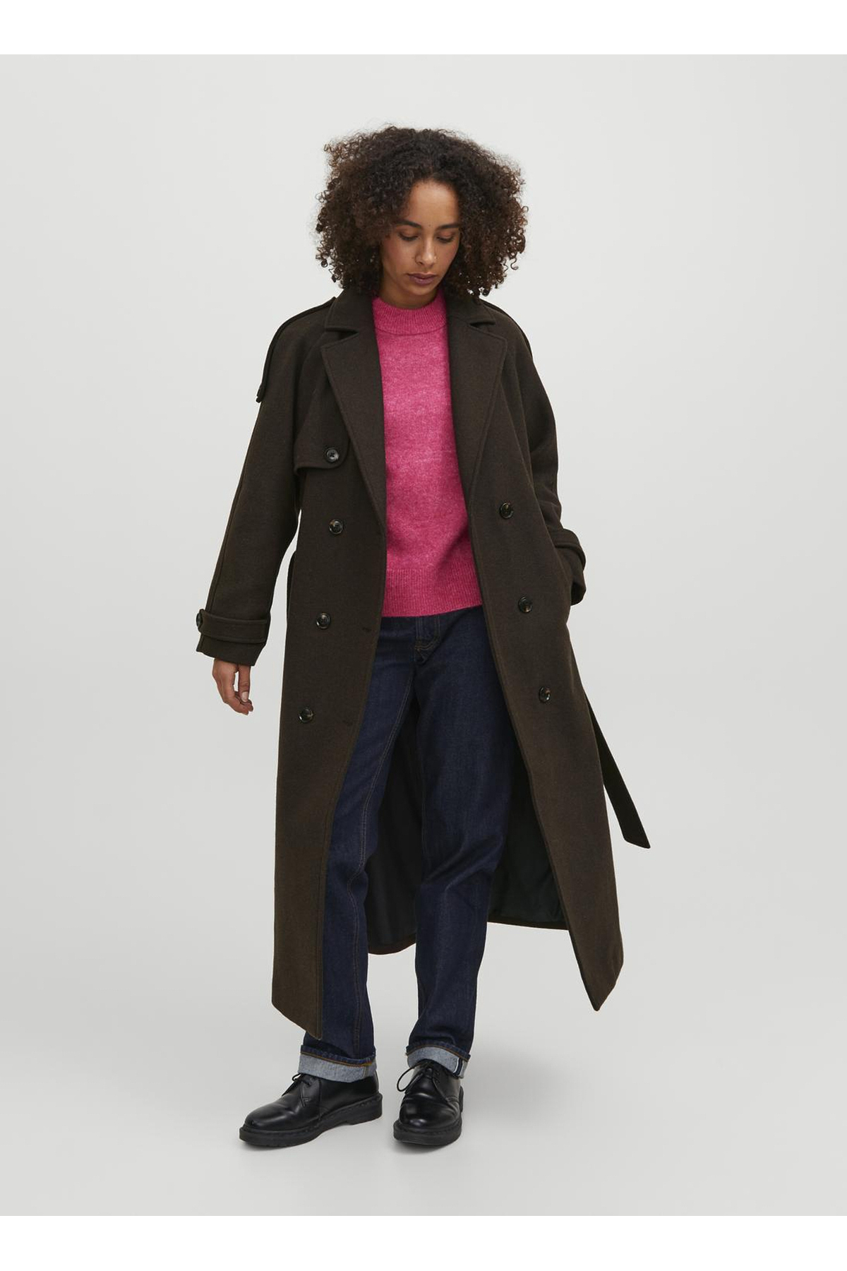 JJXX Kahve Kadın Trençkot JXROSIE WOOL BLEND TRENCHCOAT OTW