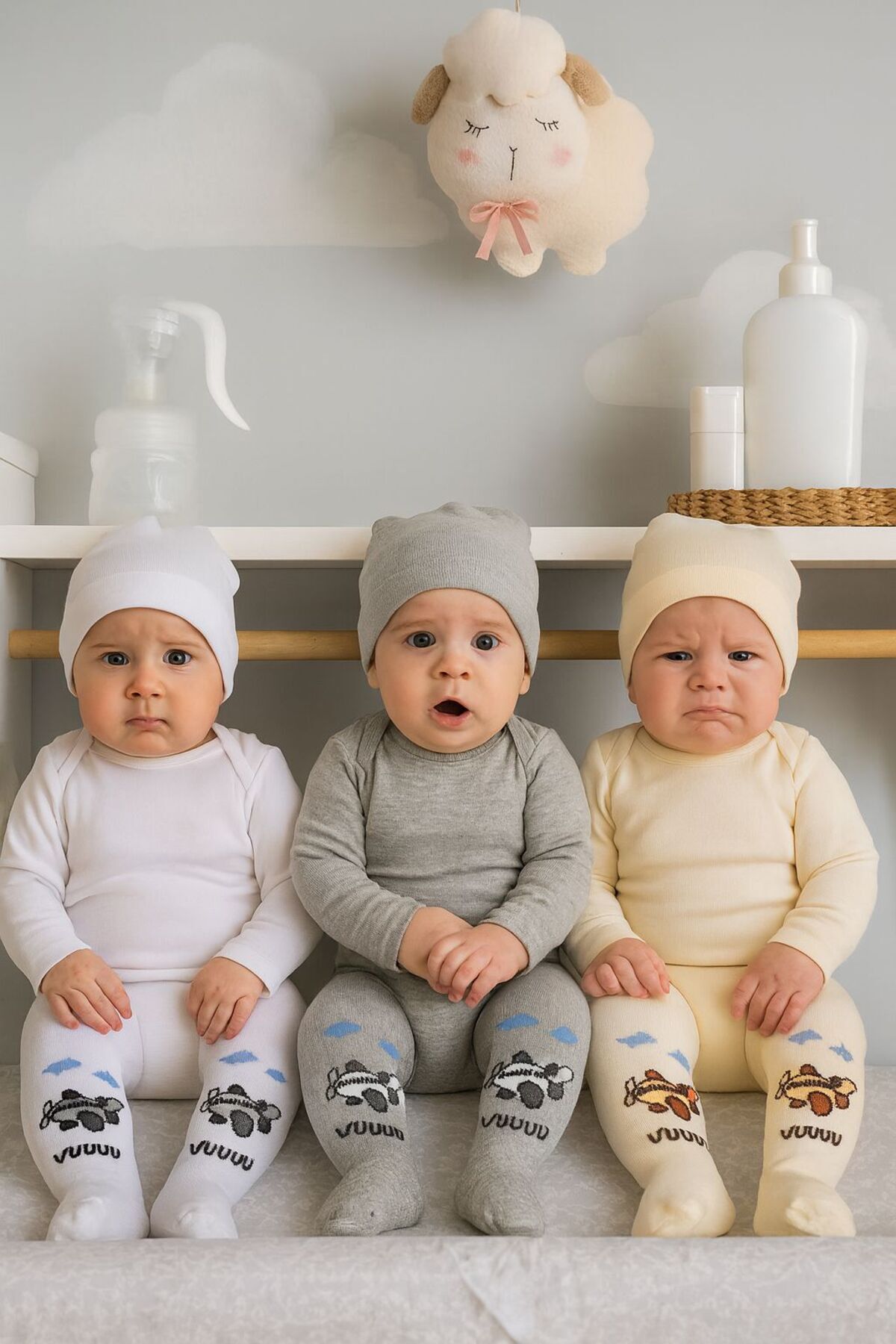 Pico Baby 3'lü Unisex Bebek & Çocuk Pamuklu Külotlu Çorap Renkli Uçak Desenli fotoğrafı 2 (önizleme)