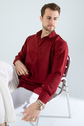 YXC Trend Maker Erkek Keten Dokulu Oversize Erkek Gömlek