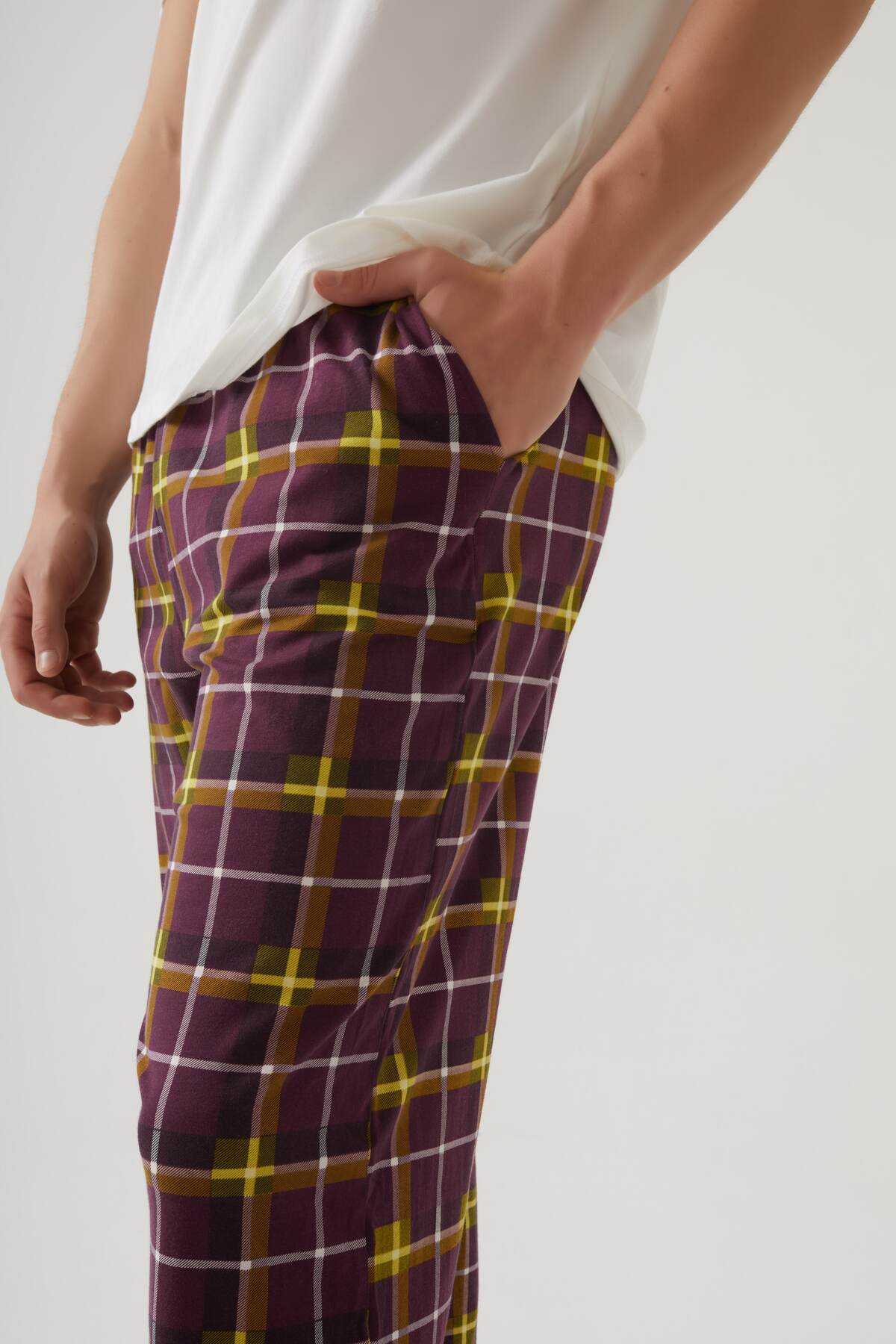 koza iç giyim  Erkek Kısa Kollu Pamuklu Ekose Desenli Breakfast Baskılı Pijama Takımı - Görsel 6