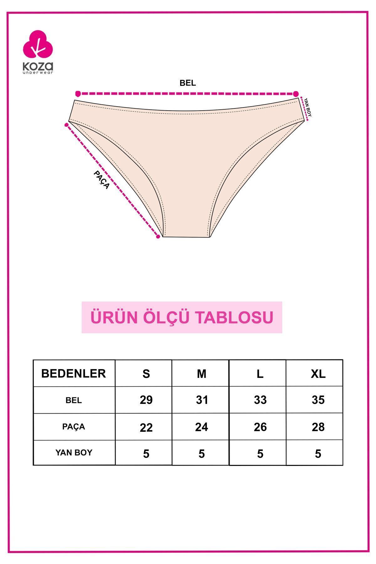 koza iç giyim Kadın 7'li Likralı Külot görsel 3