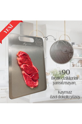 ShgHomeDesign Paslanmaz Çelik Kesme Tahtası 23x34 cm– Hijyenik, Kaymaz, Bulaş...