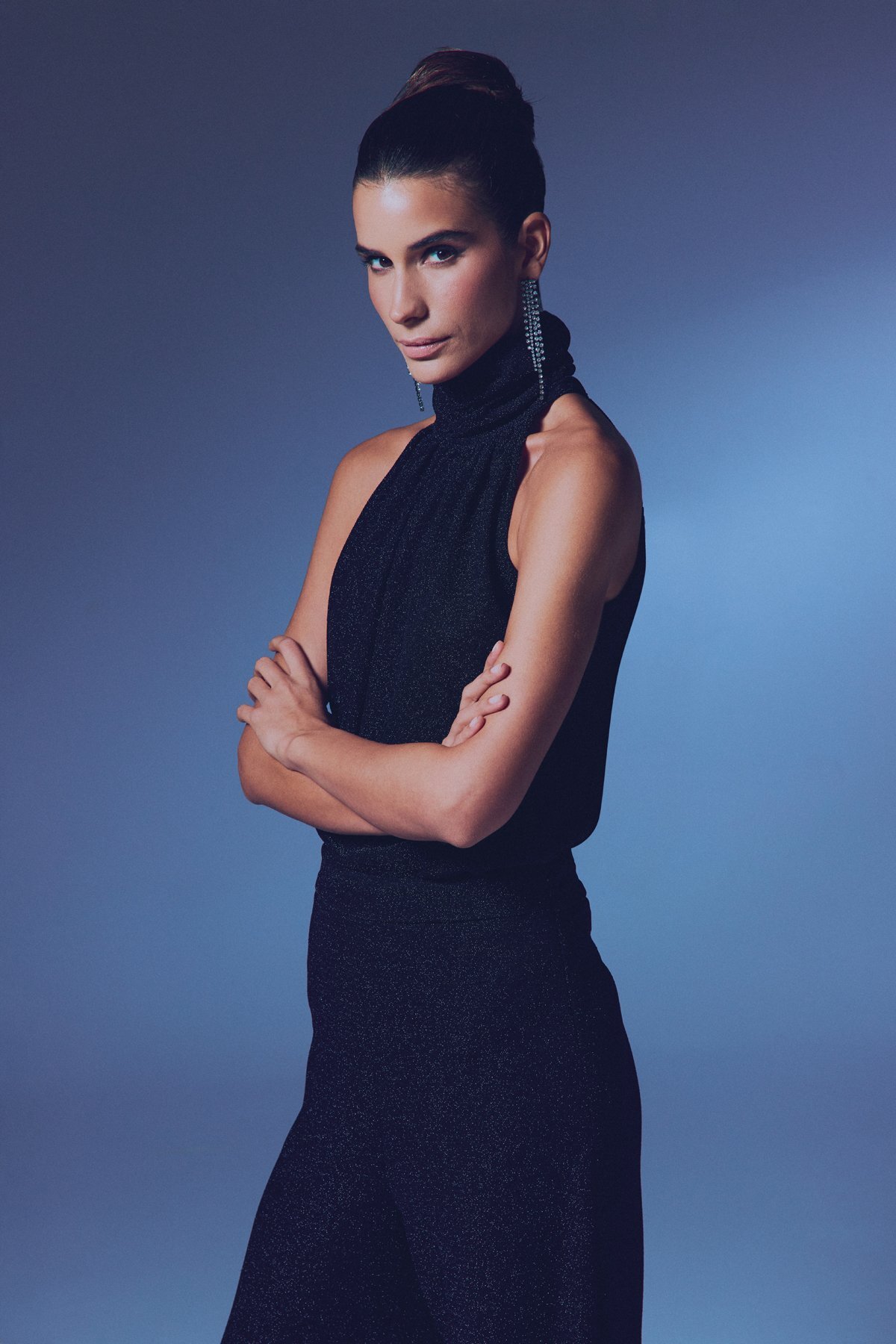 Sateen  Kolsuz Parlak Bluz - Siyah - Görsel 4