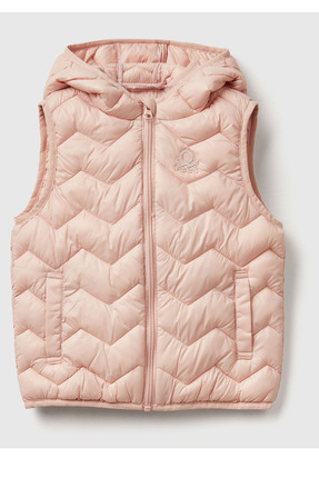 United Colors of Benetton Kız Çocuk Toz Pembe Simli Logo İşlemeli Kapüşonlu Y...