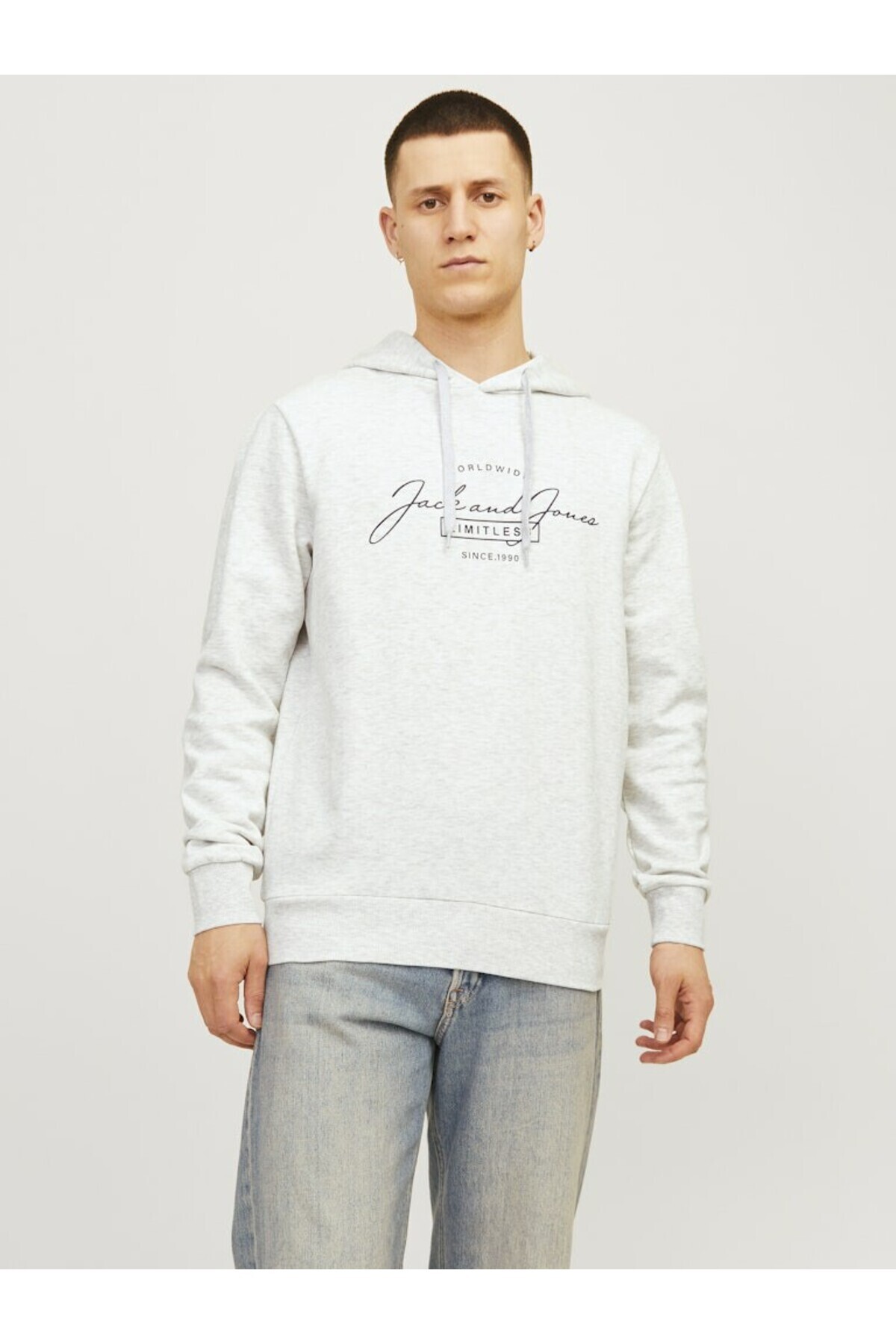 جک اند جونز Jjferris Sweat Hood White Melange 12256838