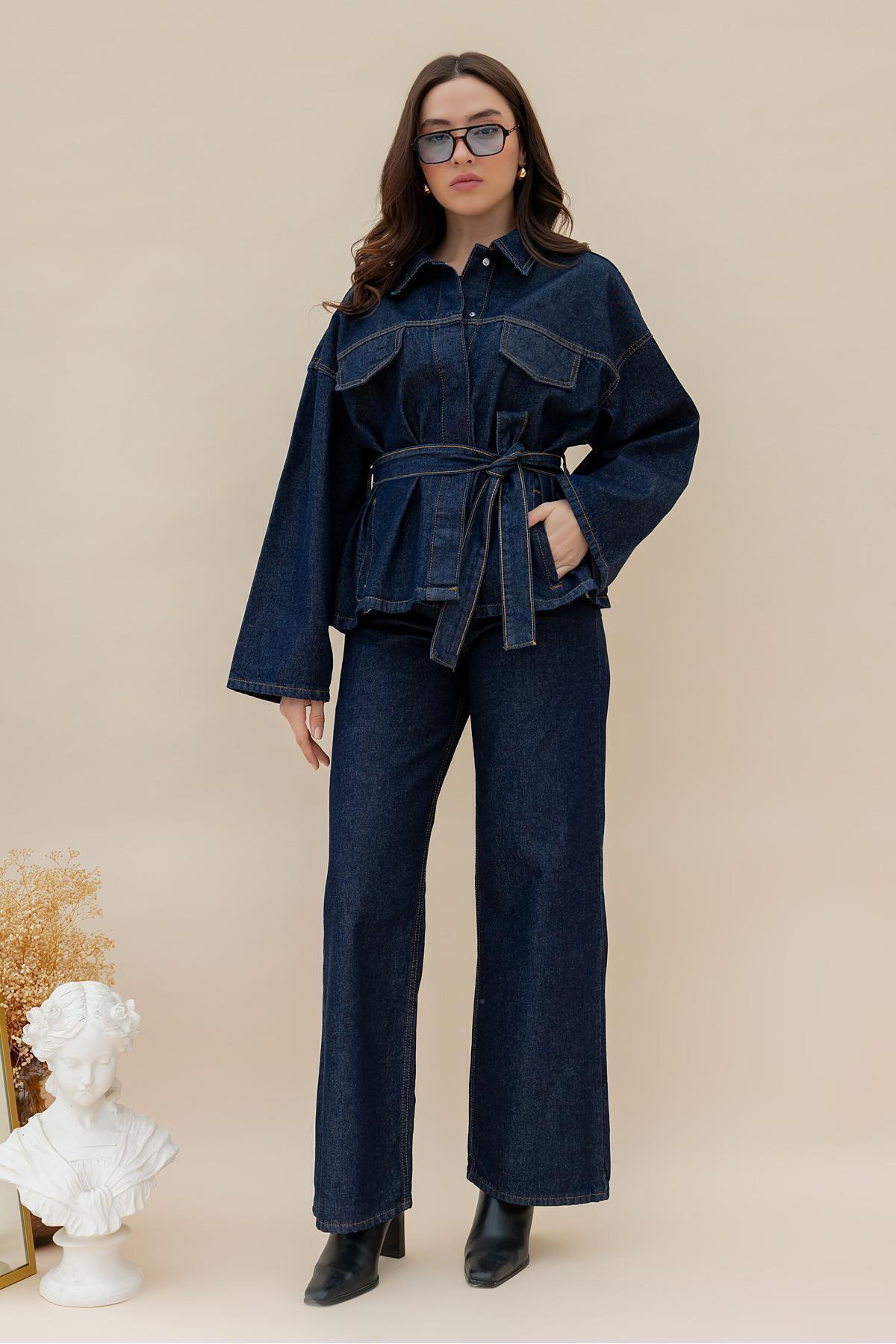 Dark Navy Denim Set: Chic and Comfortable Daily Style - Görsel 3