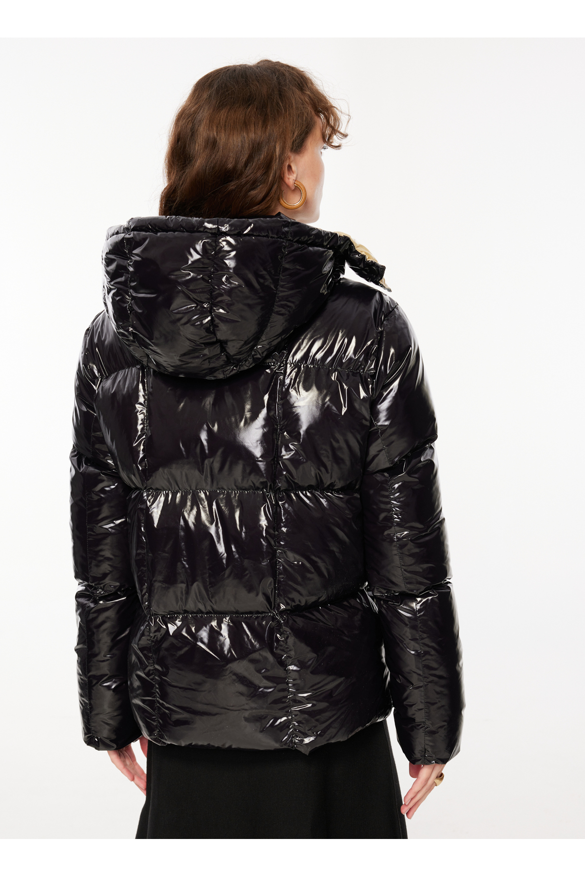 FABRIKA COMFORT  Siyah Kadın Kapüşonlu Basic Kapitone Mont FC3WL-MNT4 - Görsel 5