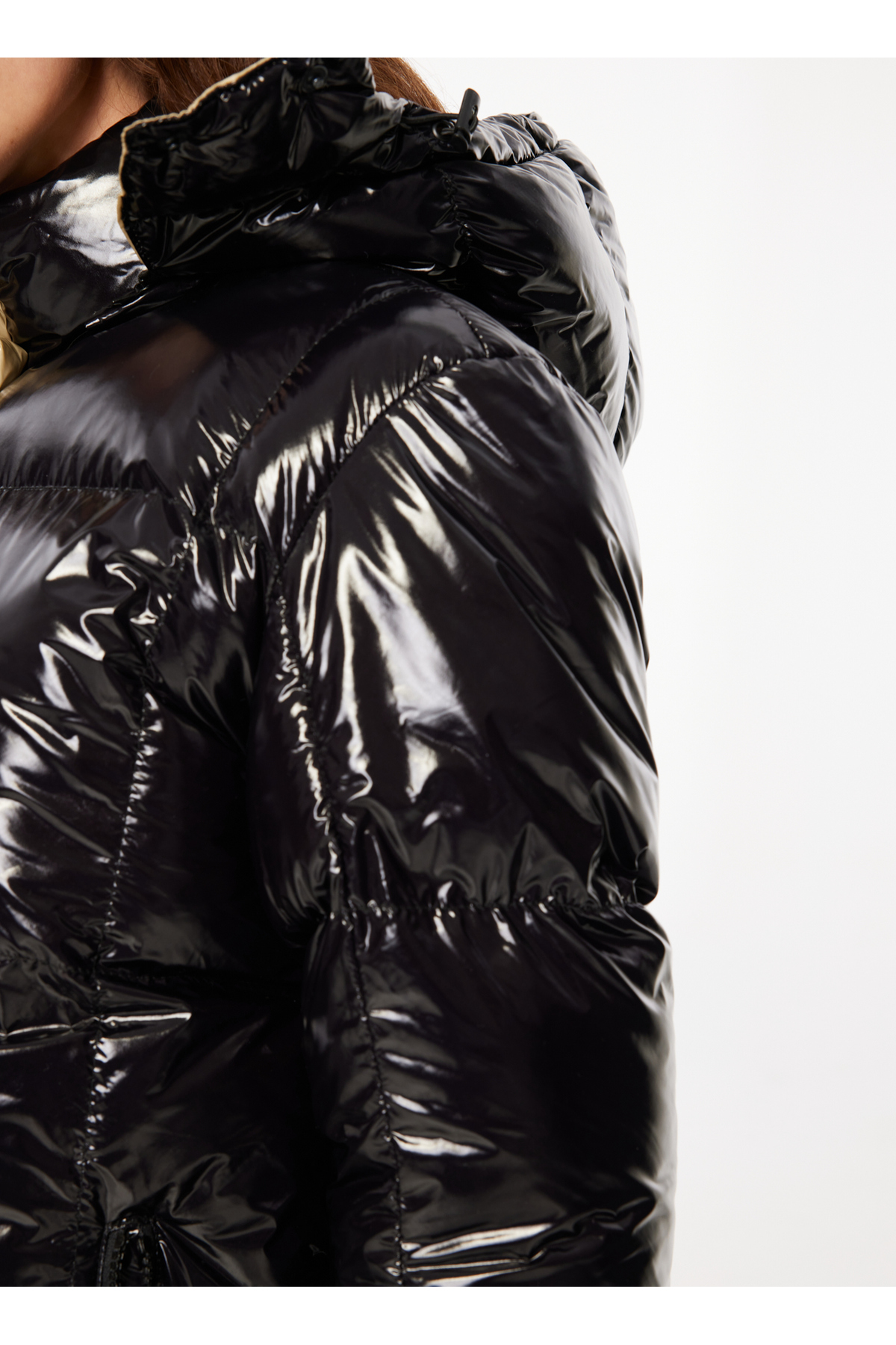 FABRIKA COMFORT  Siyah Kadın Kapüşonlu Basic Kapitone Mont FC3WL-MNT4 - Görsel 4