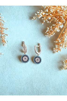 MODA Zirkon Taşlı 925 Ayar Gümüş Nazar Küpe