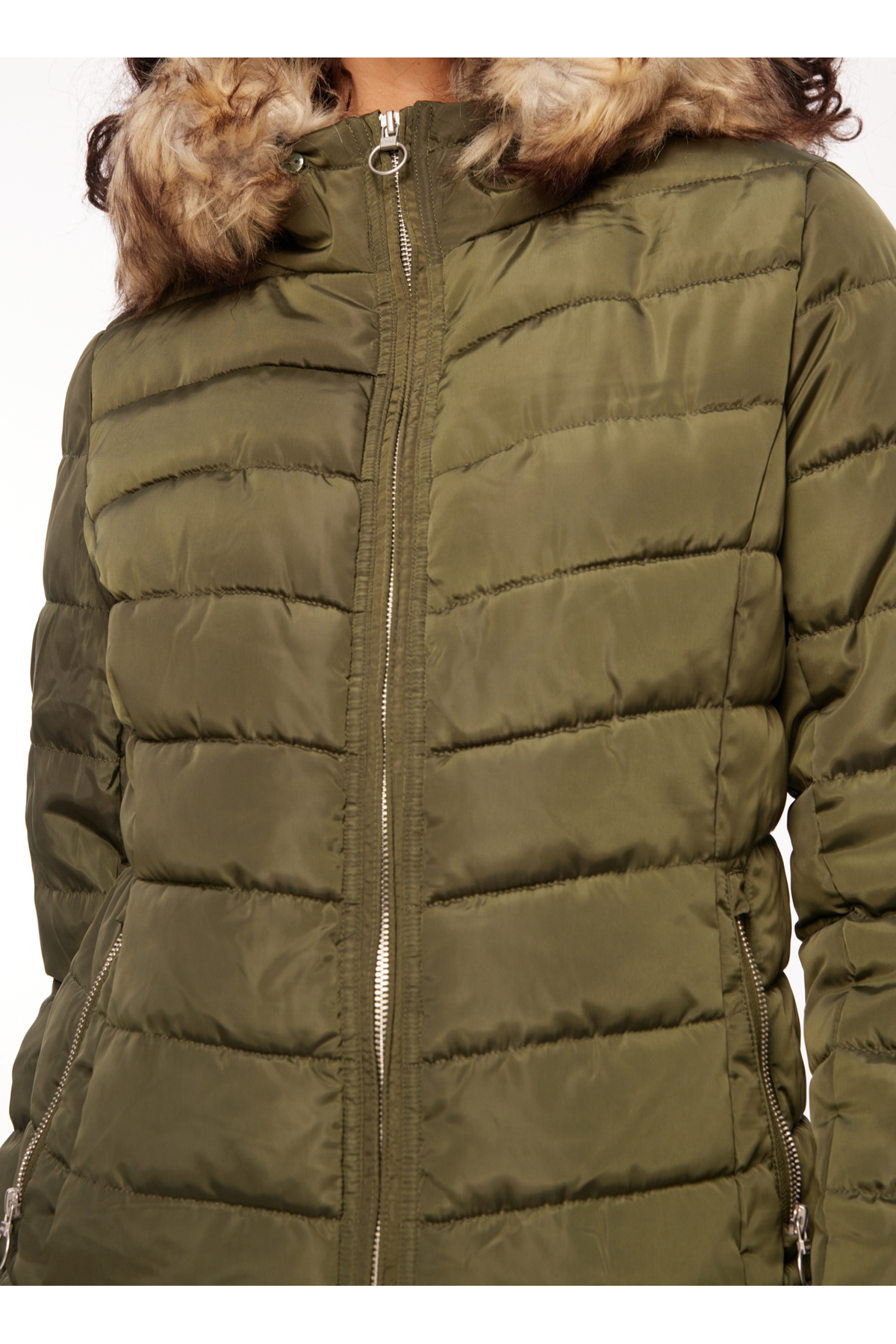 ONLY Yeşil Kadın Mont ONLELLAN QUILTED HOOD JACKET CC OTW görsel 4