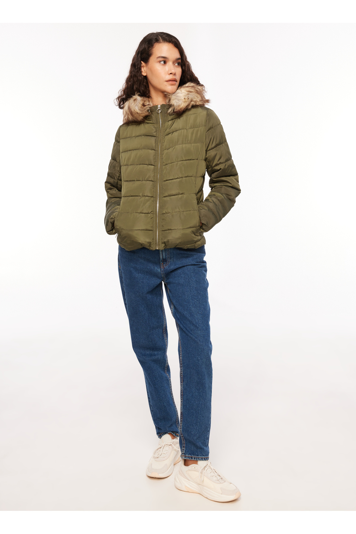ONLY Yeşil Kadın Mont ONLELLAN QUILTED HOOD JACKET CC OTW görsel 2