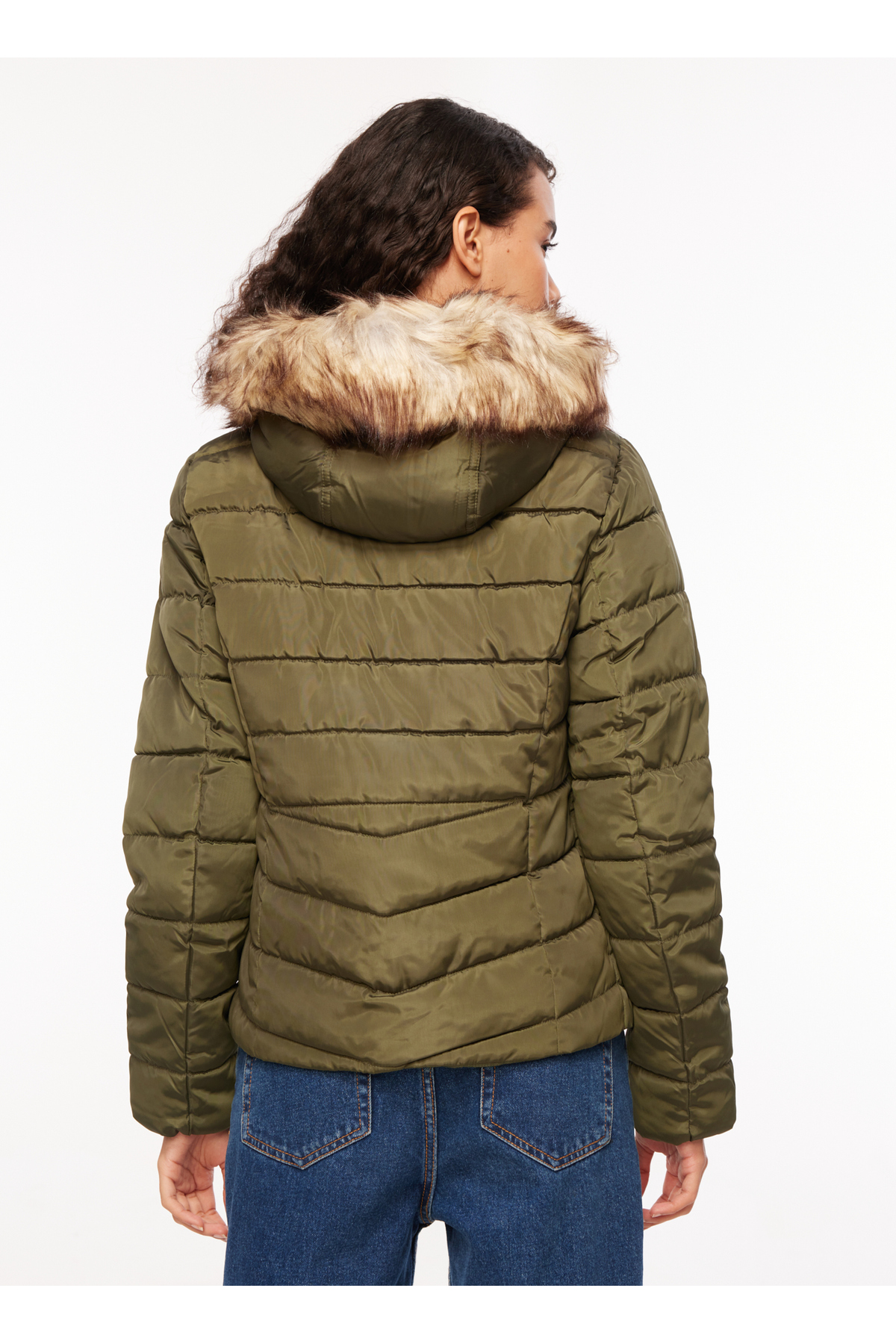 ONLY Yeşil Kadın Mont ONLELLAN QUILTED HOOD JACKET CC OTW görsel 5