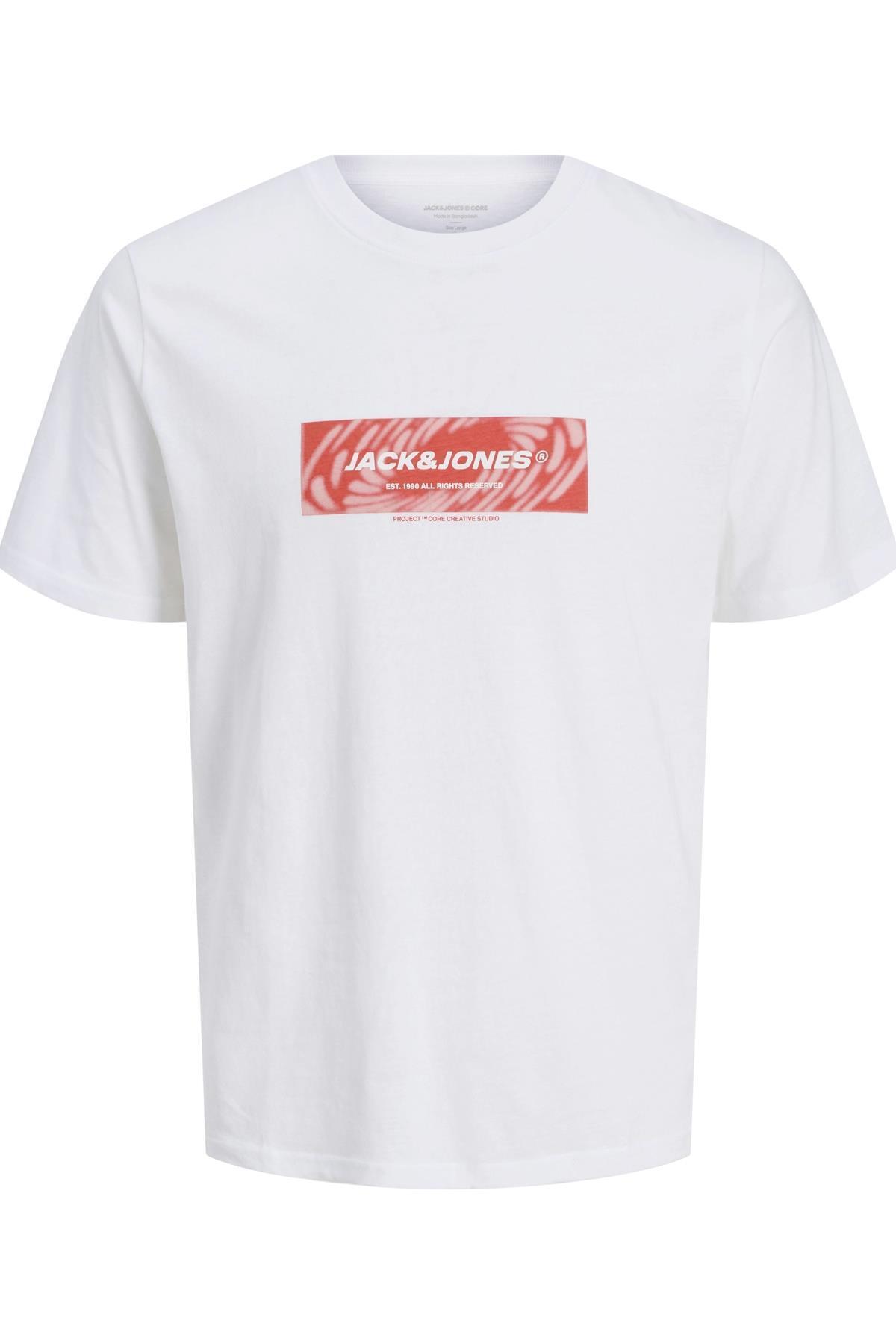 جک اند جونز JCORECHARGE FRONT PRINT SS CREW NECK FST12276411