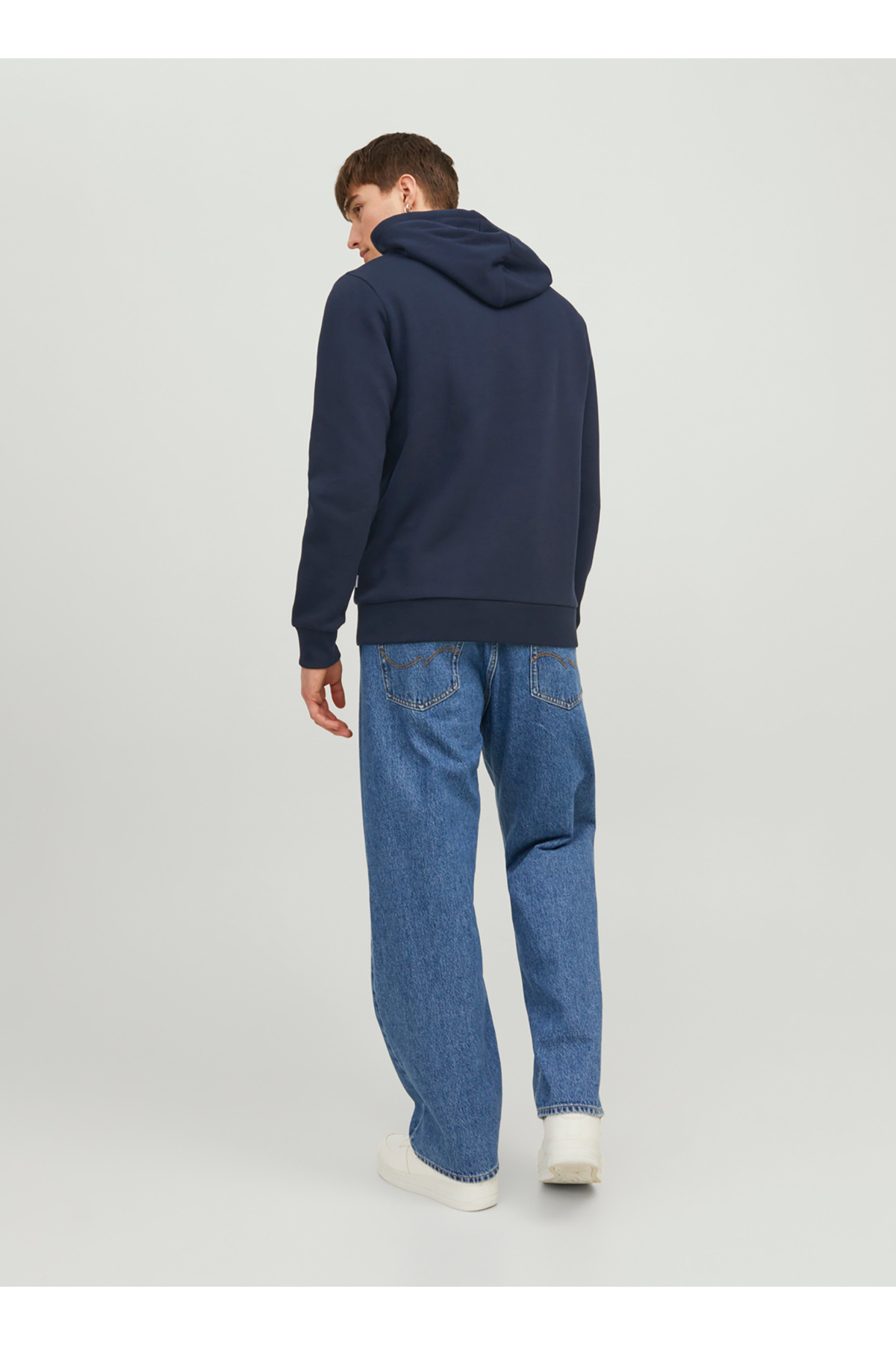 جک اند جونز سویشرت مردانه یقه سرمه ای 12233599_JJECORP LOGO SWEAT HOOD PL