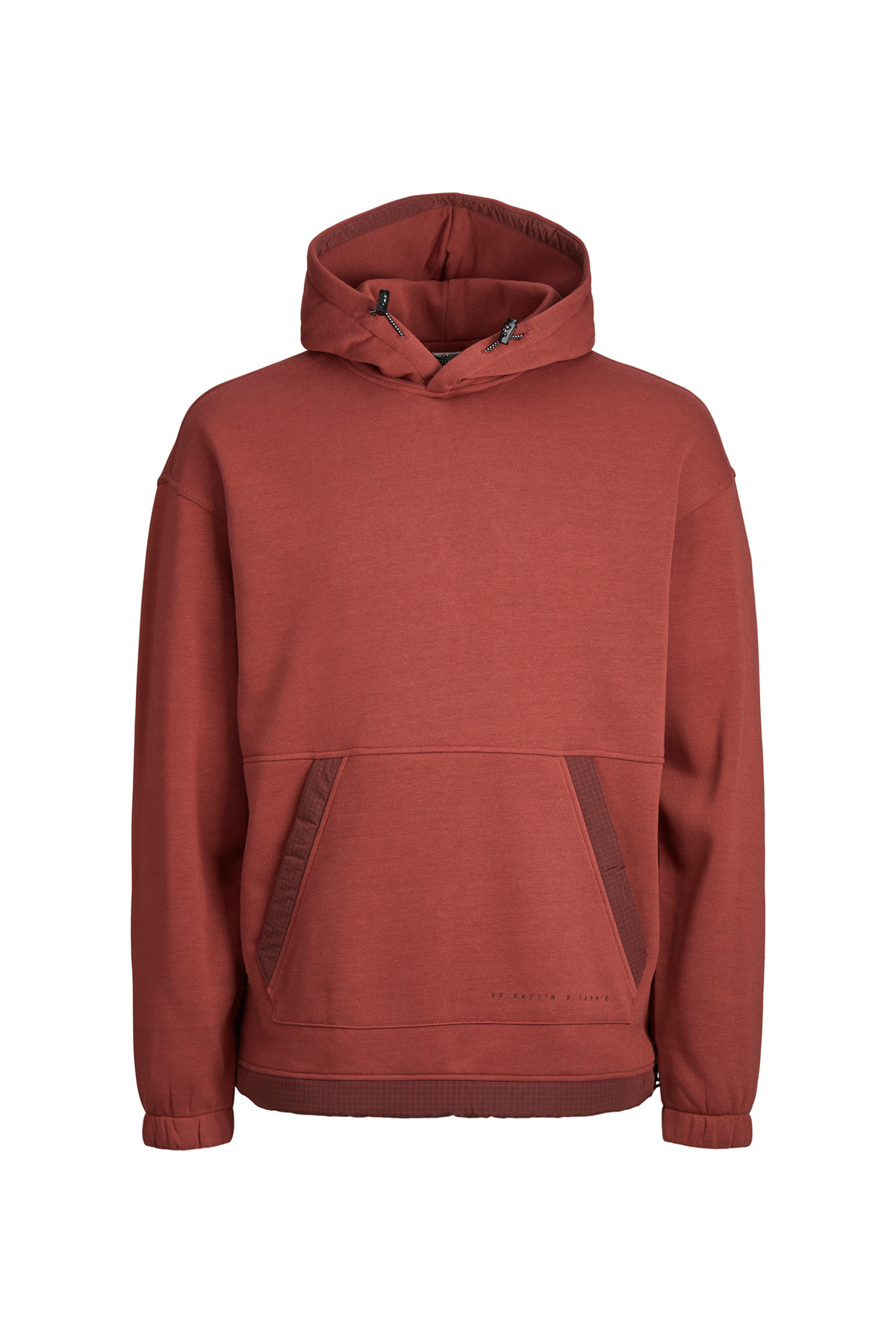 جک اند جونز سویشرت مردانه قرمز کلاهدار 12240228_JCOFILO PLAIN AW23 SWEAT H