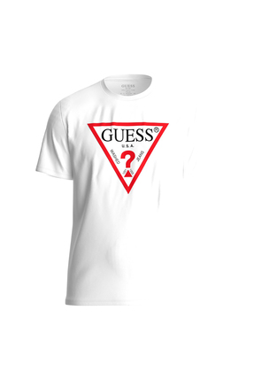Guess Bisiklet Yaka Baskılı Beyaz Erkek T-Shirt CN SS ORIGINAL LOGO - MID ORG...