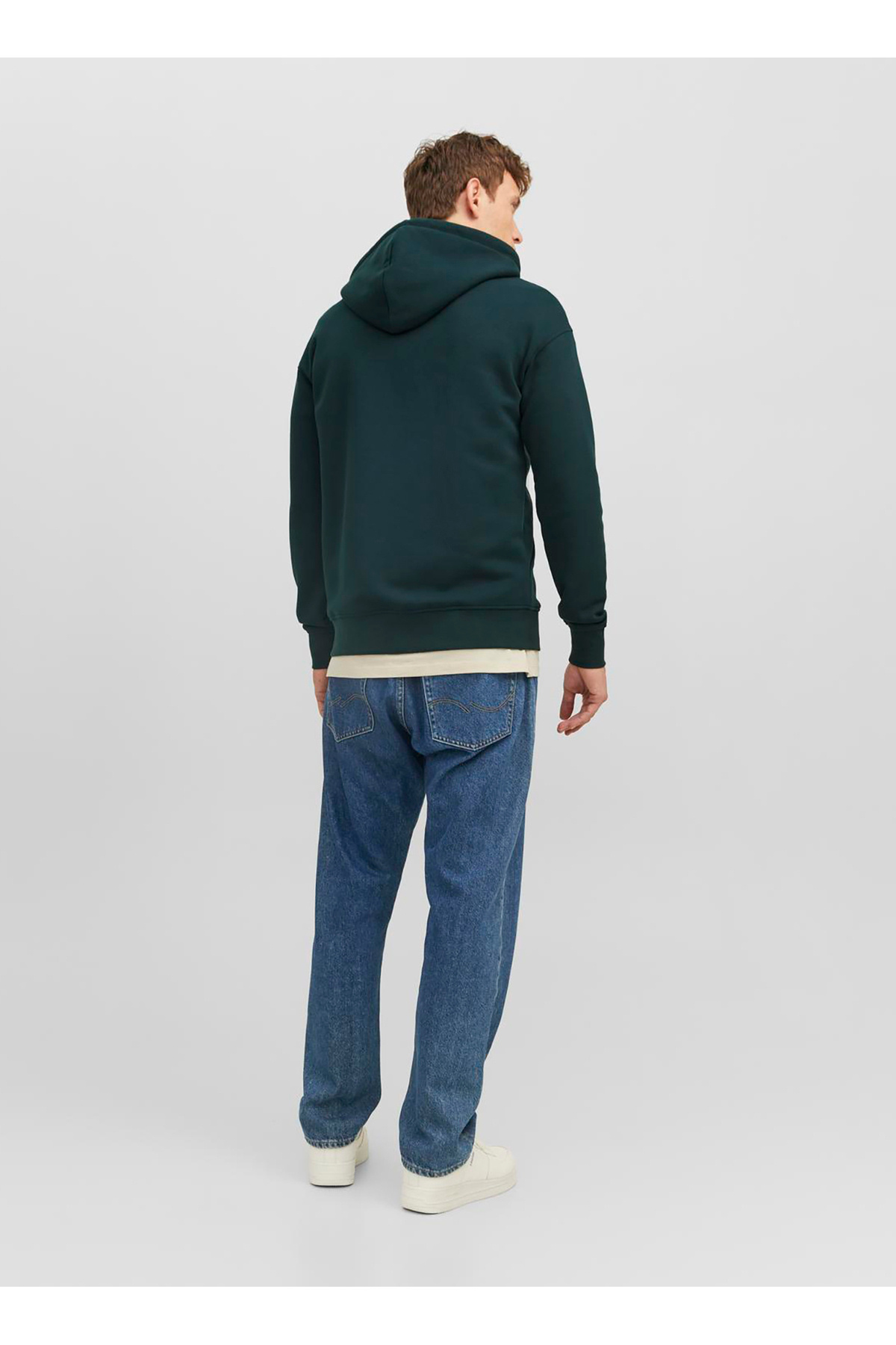 جک اند جونز سویشرت مردانه یقه دار سبز تیره 12241691_JORVESTERBRO SWEAT ZIP HOO