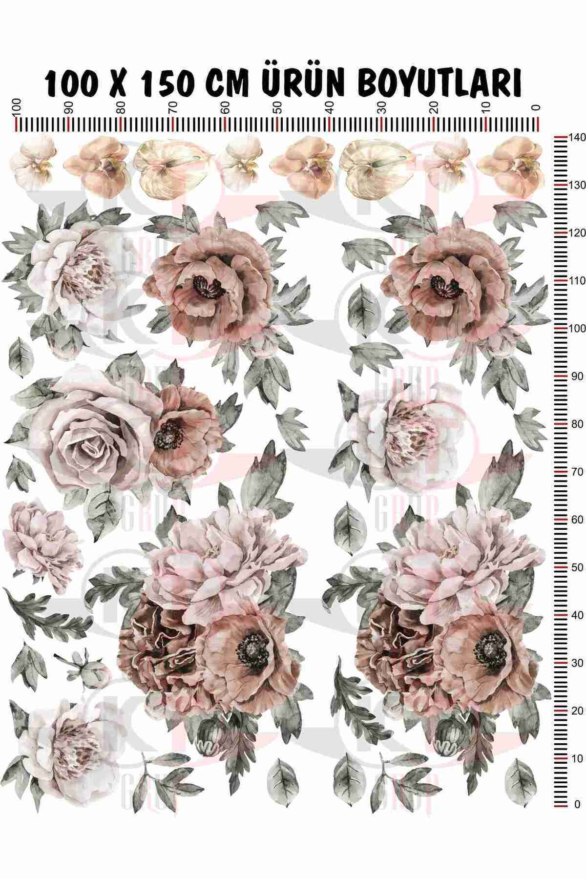 Kt Grup Kahverengi Şakayık Çiçekler Modern Duvar Sticker Seti fotoğrafı 7 (önizleme)