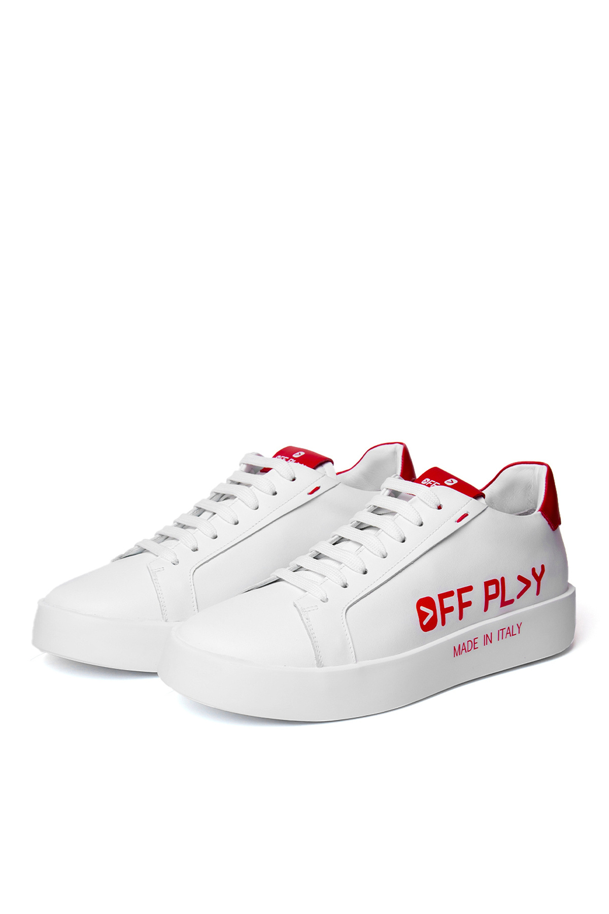 آف پلی کفش کتانی چرمی مردانه سفید-قرمز X-BOLOGNA 1-LH 02-73