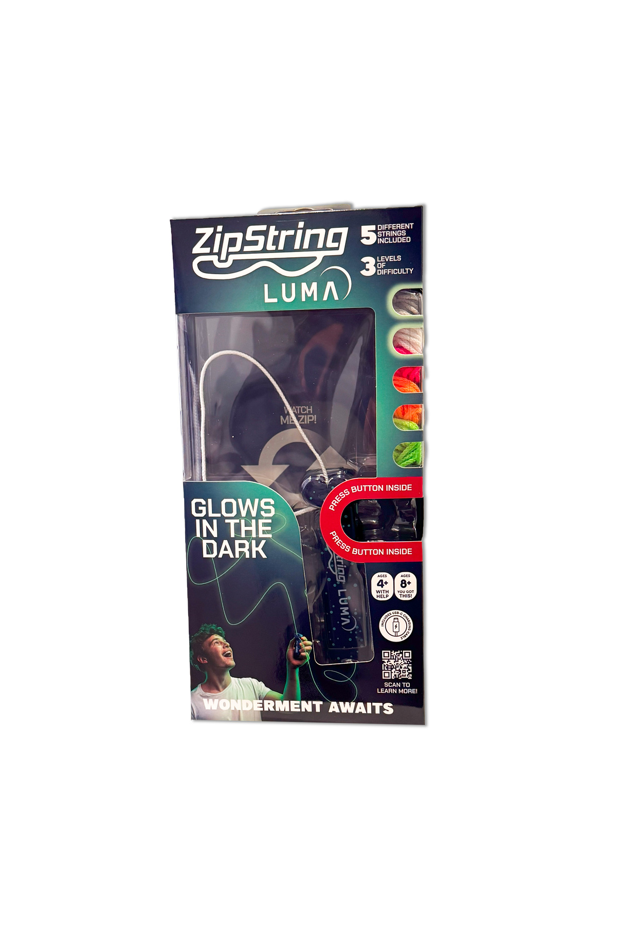ZipString Luma - The Patented Glow-in-The-Dark Toy That Flies a Loop of String, Creates Endless Shap