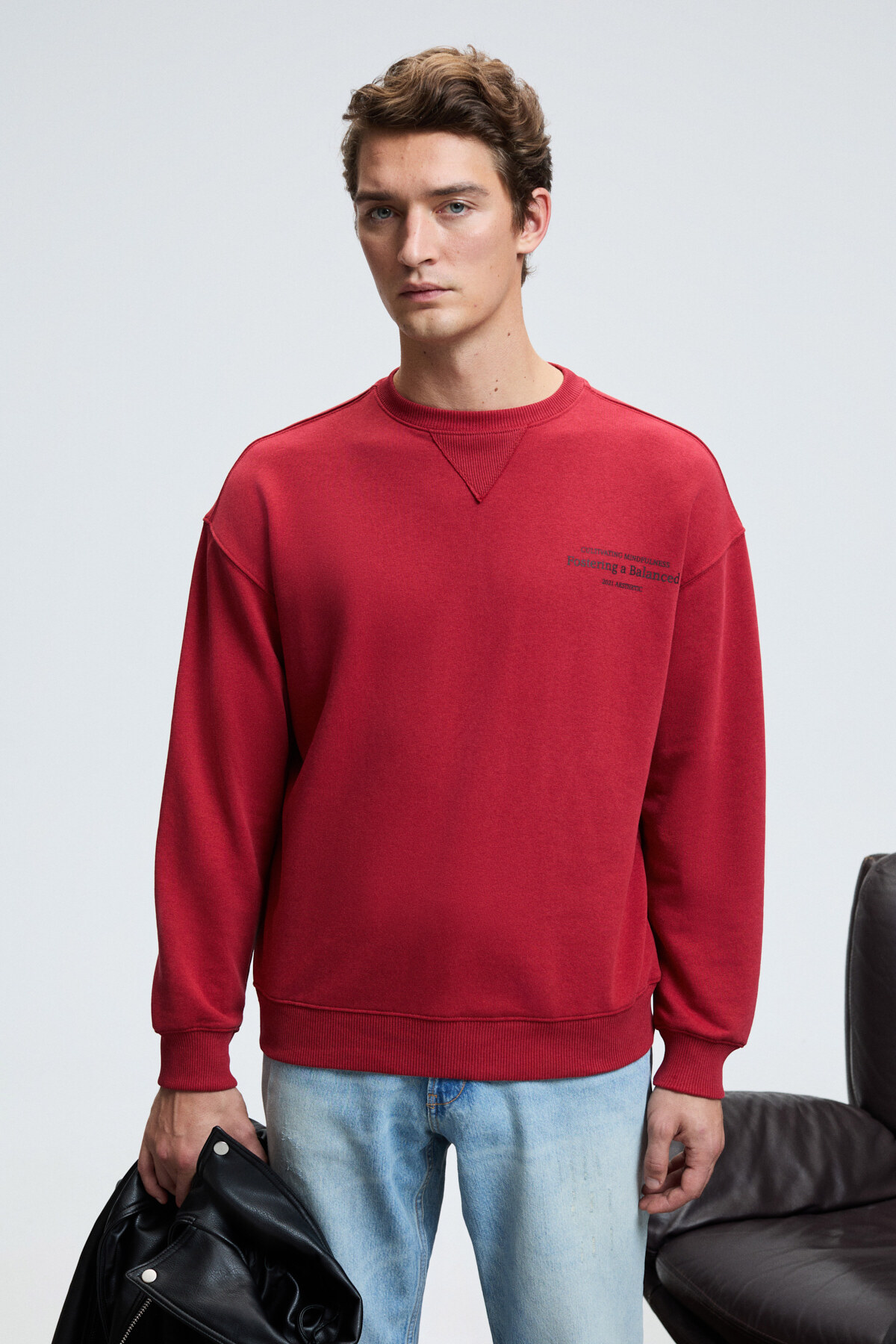 سویشرت مردانه طرح دار آستین بلند | GRIMELANGE CASPIAN01012025 - تصویر 3