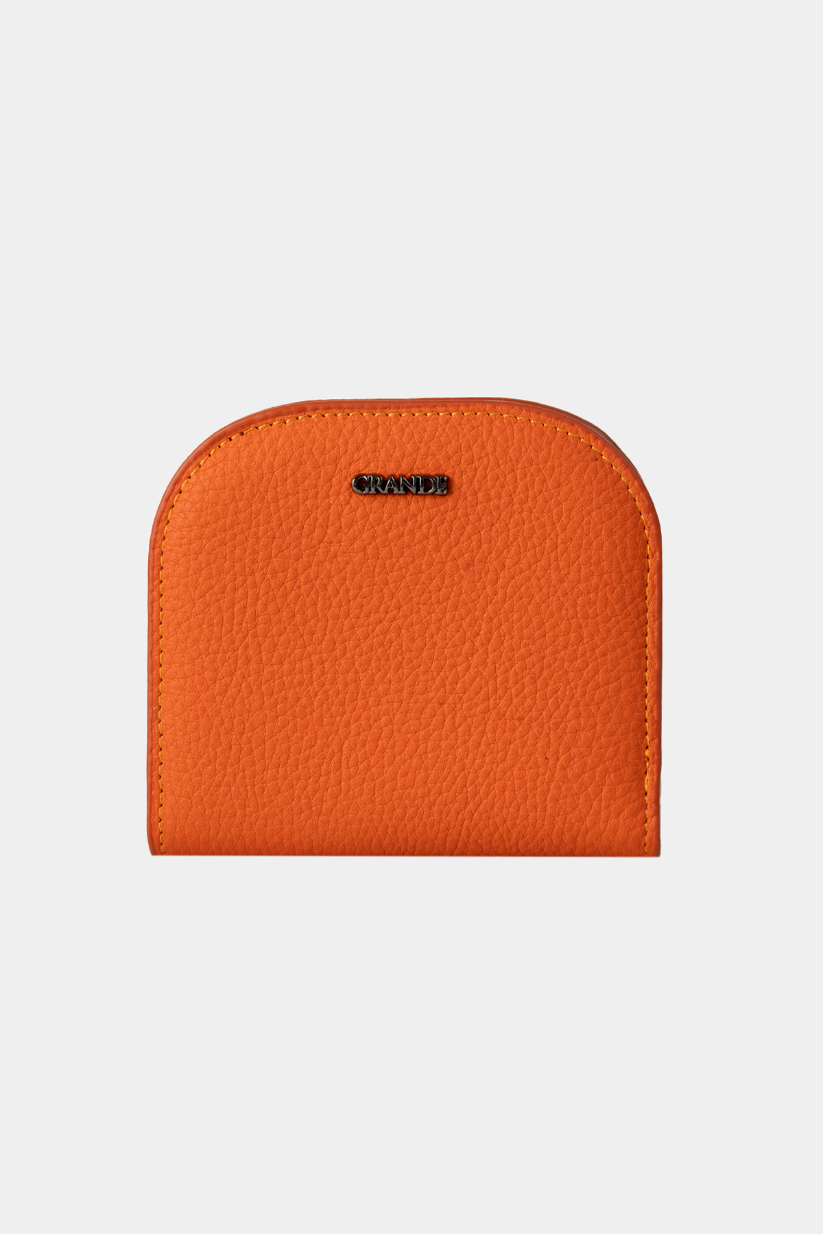 Grande 2817 Hakiki Deri Oval Tasarım Minimal Cüzdan Flother Turuncu görsel 4