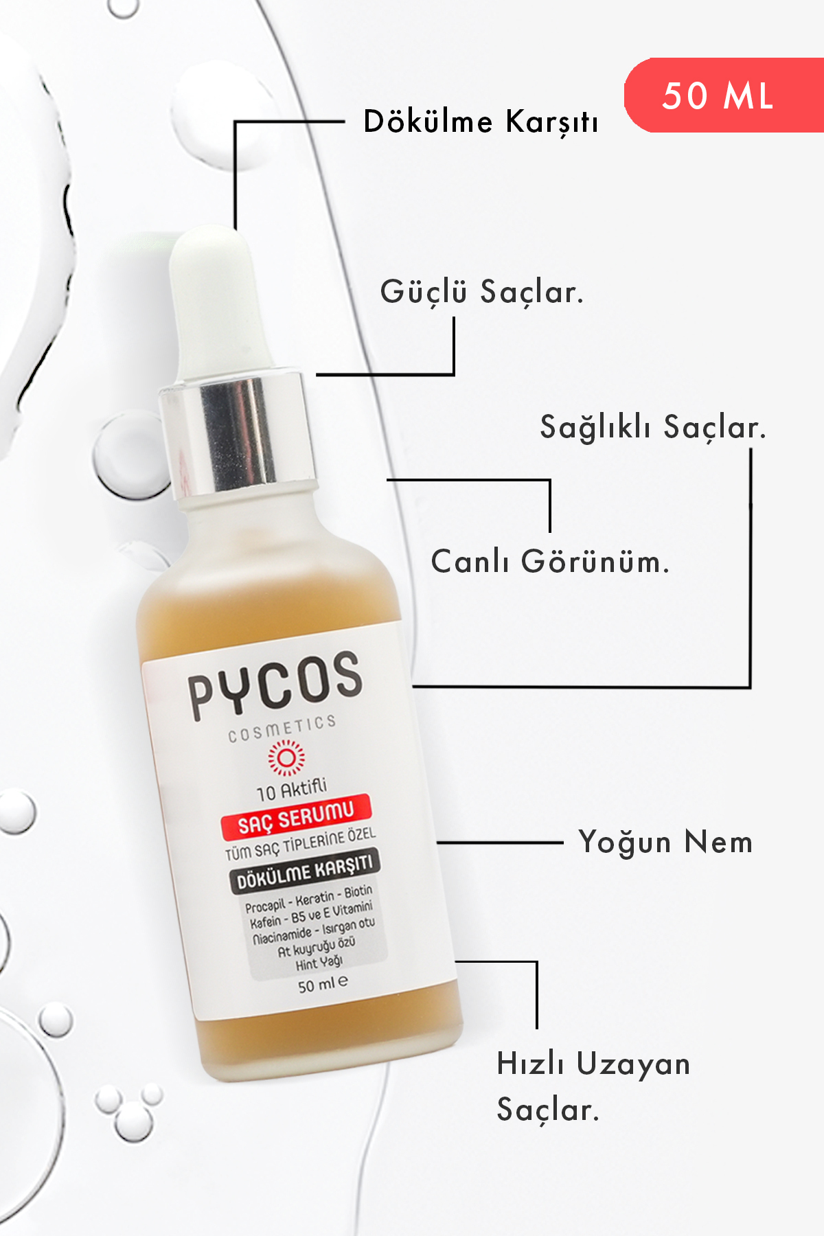 10 Aktifli Yıpranmış Ve Dökülen Saçlara Özel Onarıcı - Güçlendirici Saç Bakım Serumu 50ml — 8681508740523 — تصویر 3 از 5