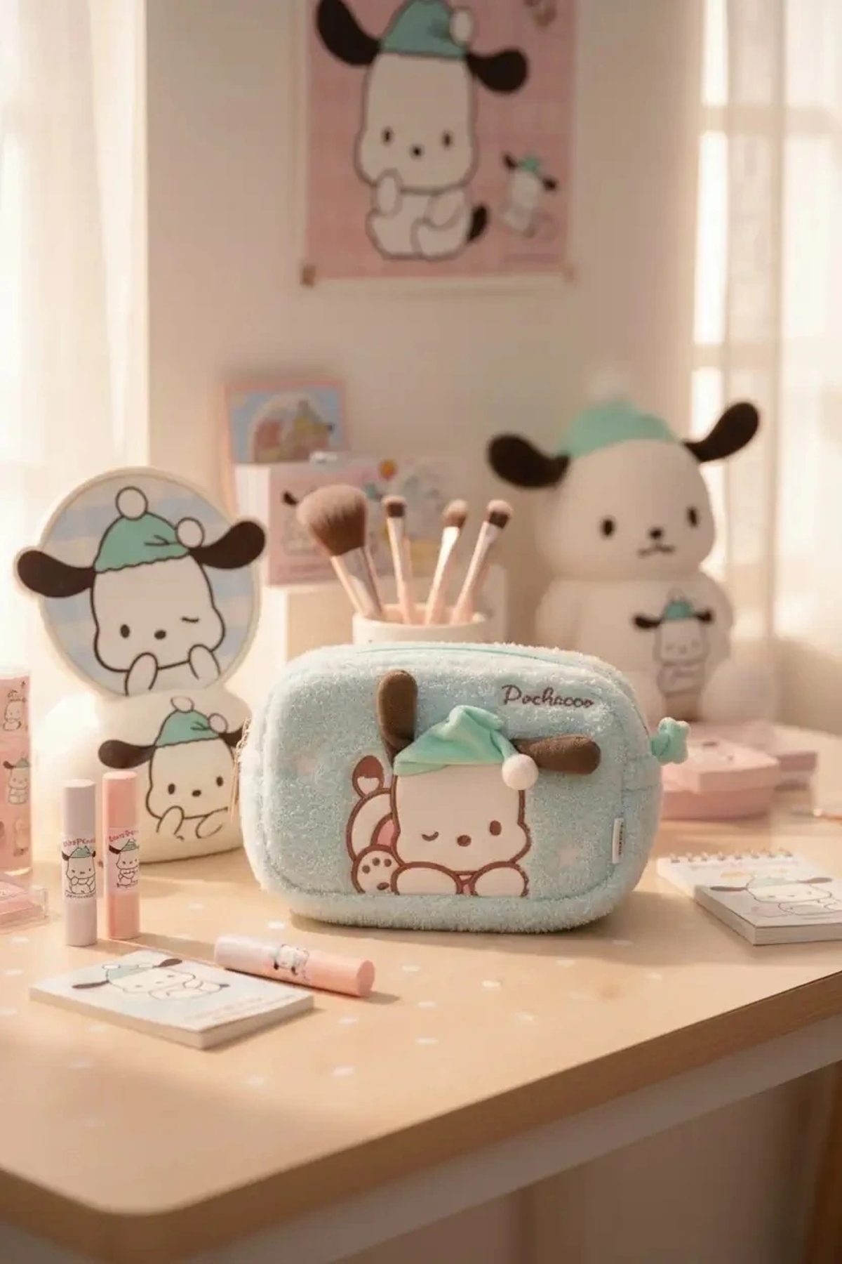 Miniso Sanrio Lisanslı Peluş Kozmetik Çantası - Pochacco - Fiyatı
