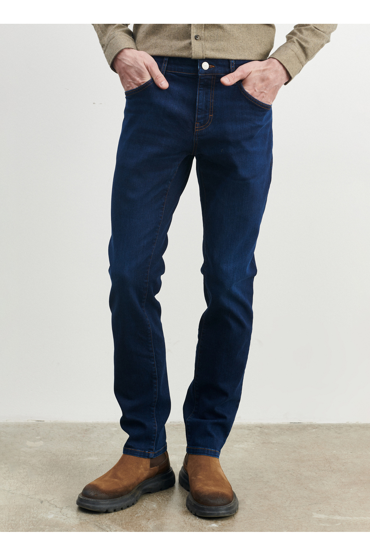 آلتین ییدلیز کلاسیکس شلوار مردانه Altınyıldız کلاسیک کمر بسته، ساق معمولی، اسلیم فیت، سبز رنگ، ACE001252275_YSL