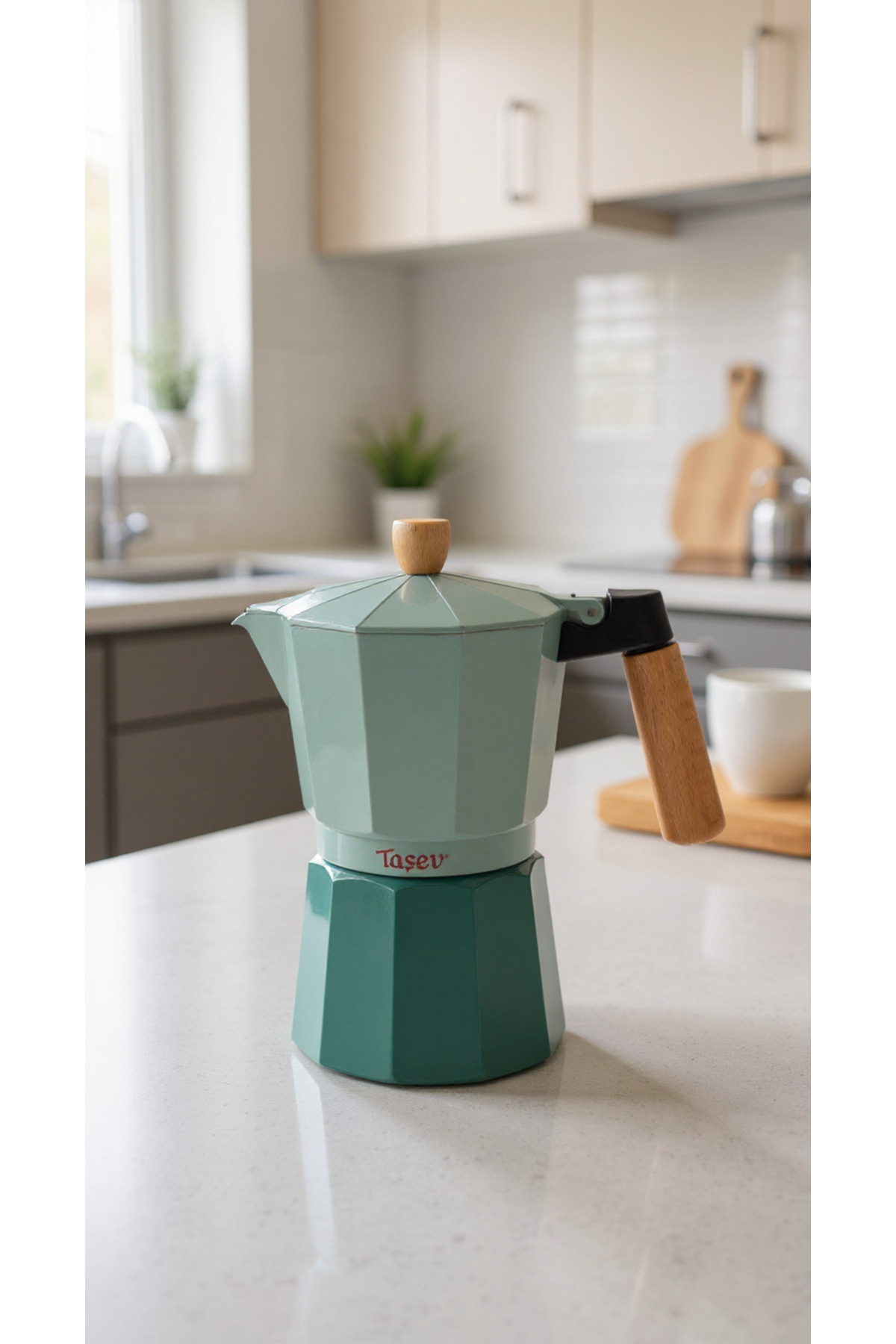 Taşev Bambum Garen Moka Pot 9 Fincan Su Yeşili